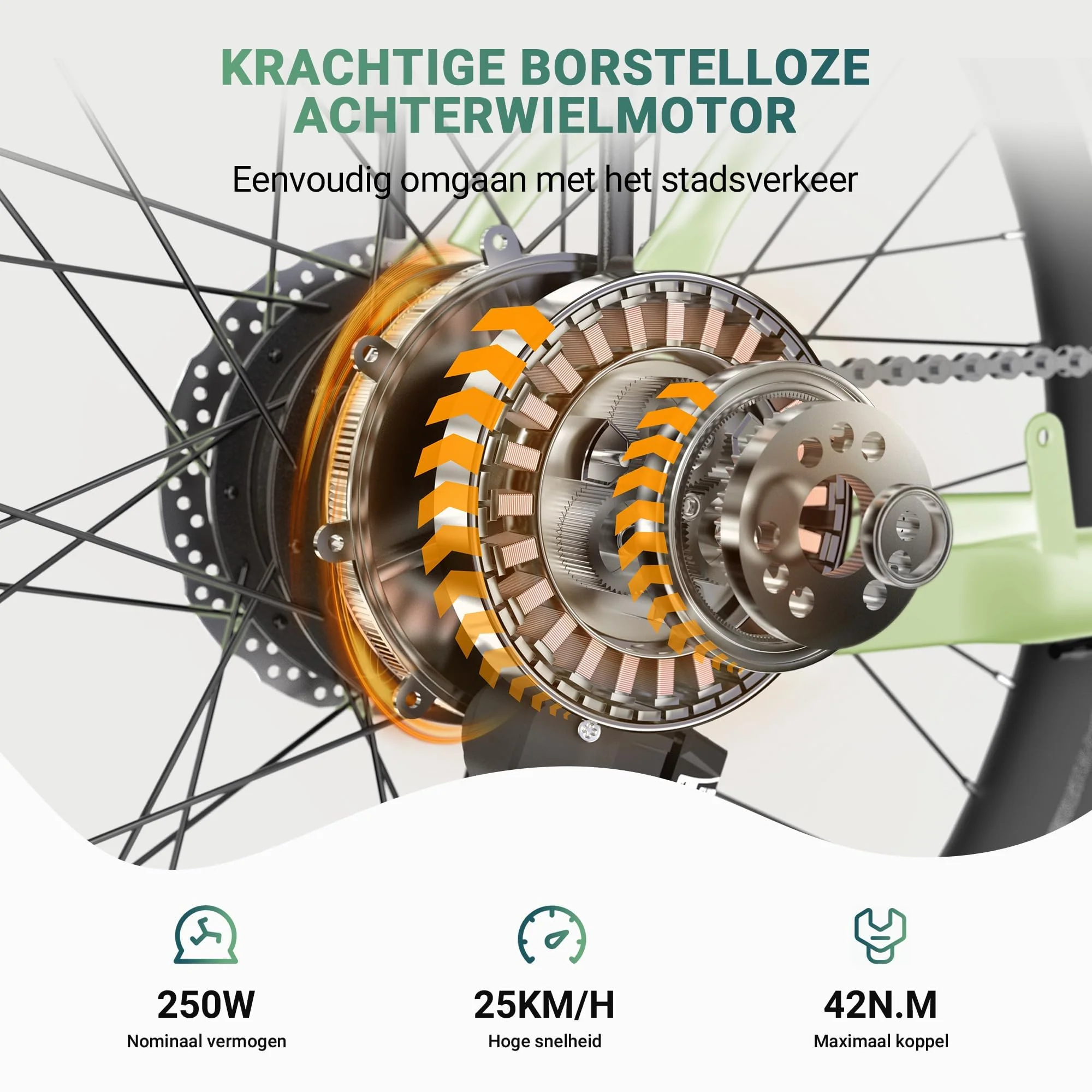 ESKUTE C100 E-Bike, 26 Zoll Elektrofahrrad, E-Cityrad 250W HeckMotor, 375Wh Wechselakku,bis zu 60km, LCD-Display, Tiefeinsteiger E-CityBike Für Damen und Herren Erwachsene Grün - Image 5