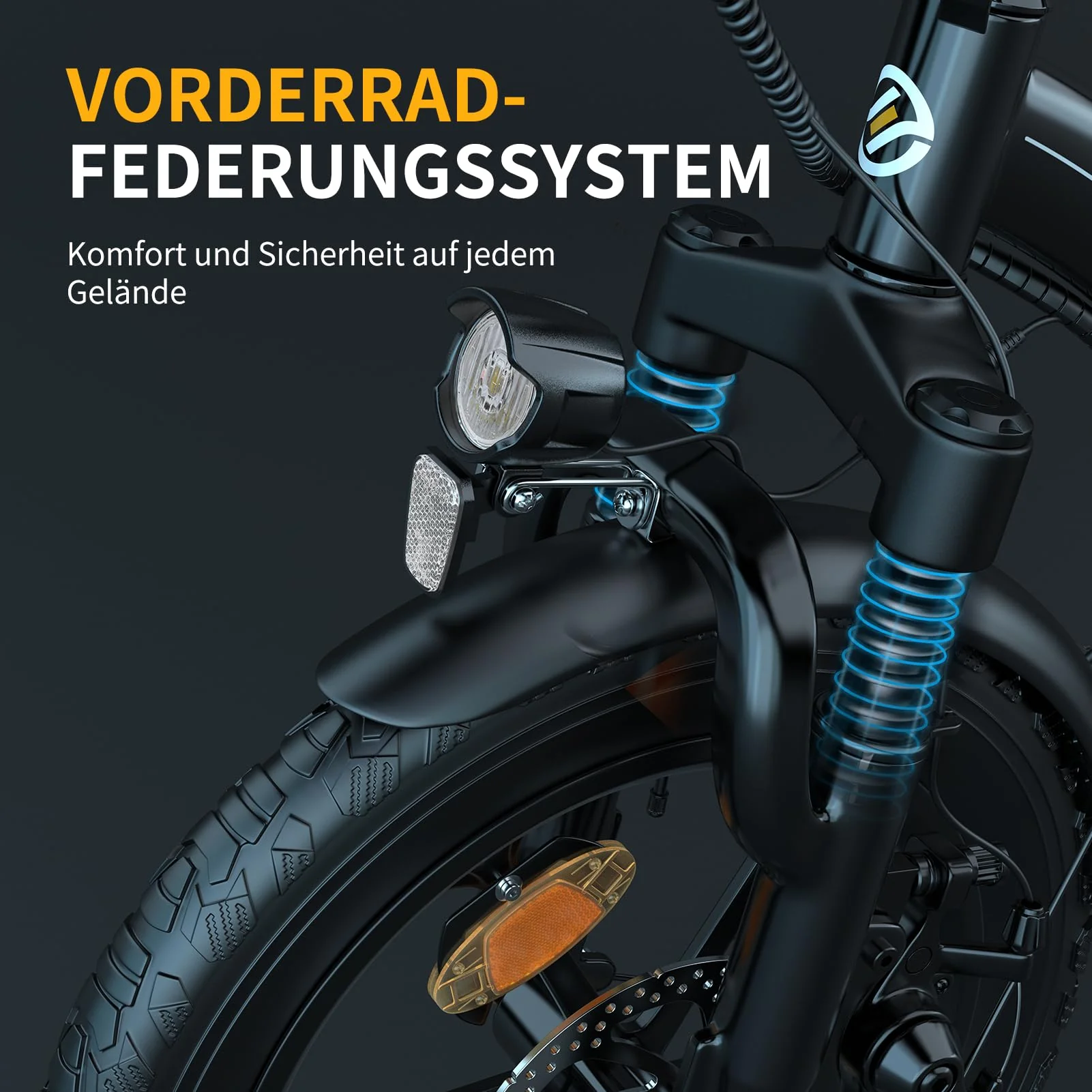 ESKUTE D100 E-Bike Klapprad 16 x 2,5 Zoll, Elektrofahrrad für Herren & Damen, Fatbike mit Abnehmbarem 36V 13Ah Akku, Lange Reichweite bis 100 km, Faltbares Pedelec für Erwachsene, Schwarz - Image 7