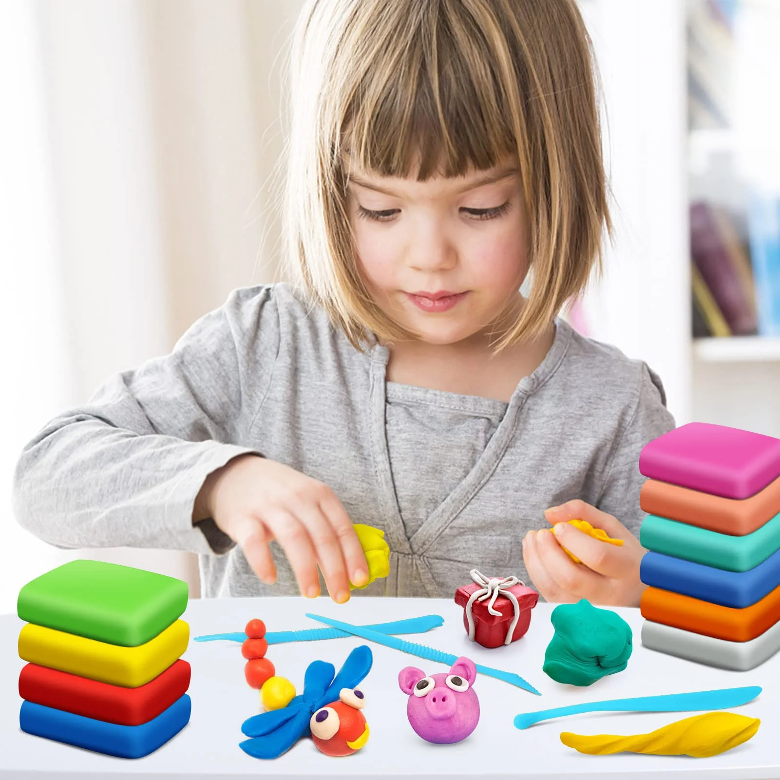 essenson Modelliermasse Lufttrocknend, 36 Farben Lufttrockener Magischer Knete für Kinder, Geschenk für Jungen und Mädchen im Alter von 3-12 Jahren - Image 2