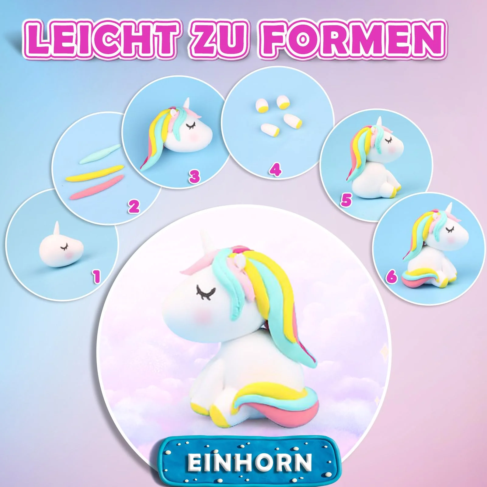 essenson Modelliermasse Lufttrocknend, 36 Farben Lufttrockener Magischer Knete für Kinder, Geschenk für Jungen und Mädchen im Alter von 3-12 Jahren - Image 3