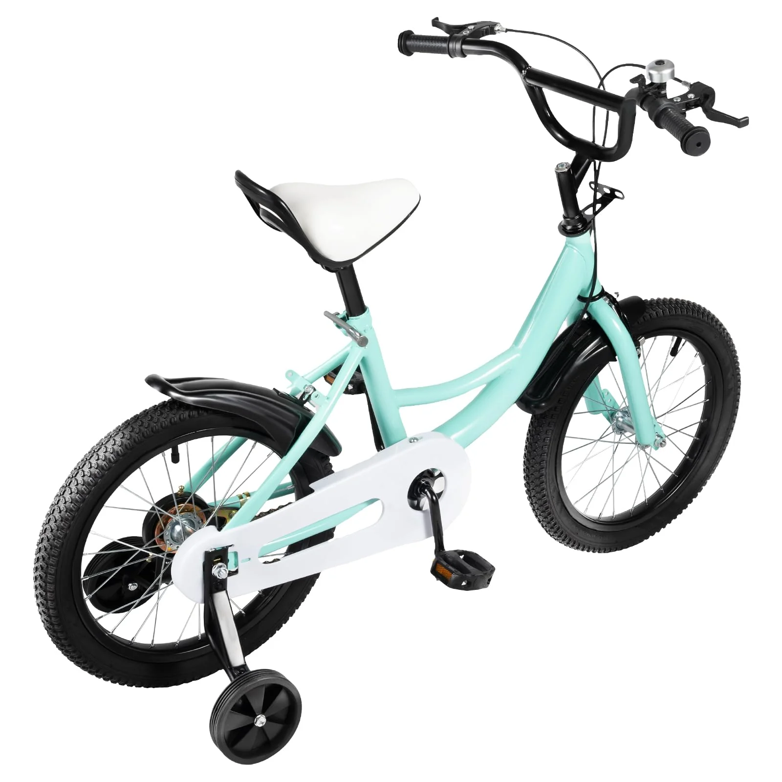 Estabeter 16-Zoll-Kinderfahrrad, Höhenverstellbar Sitze Fahrrad Kohlenstoffstahl Kinder Fahrrad für 5-8 Jahre Jungen Mädchen, 3 Rad Kinderfahrrad mit Stützrädern, Grün - Image 2