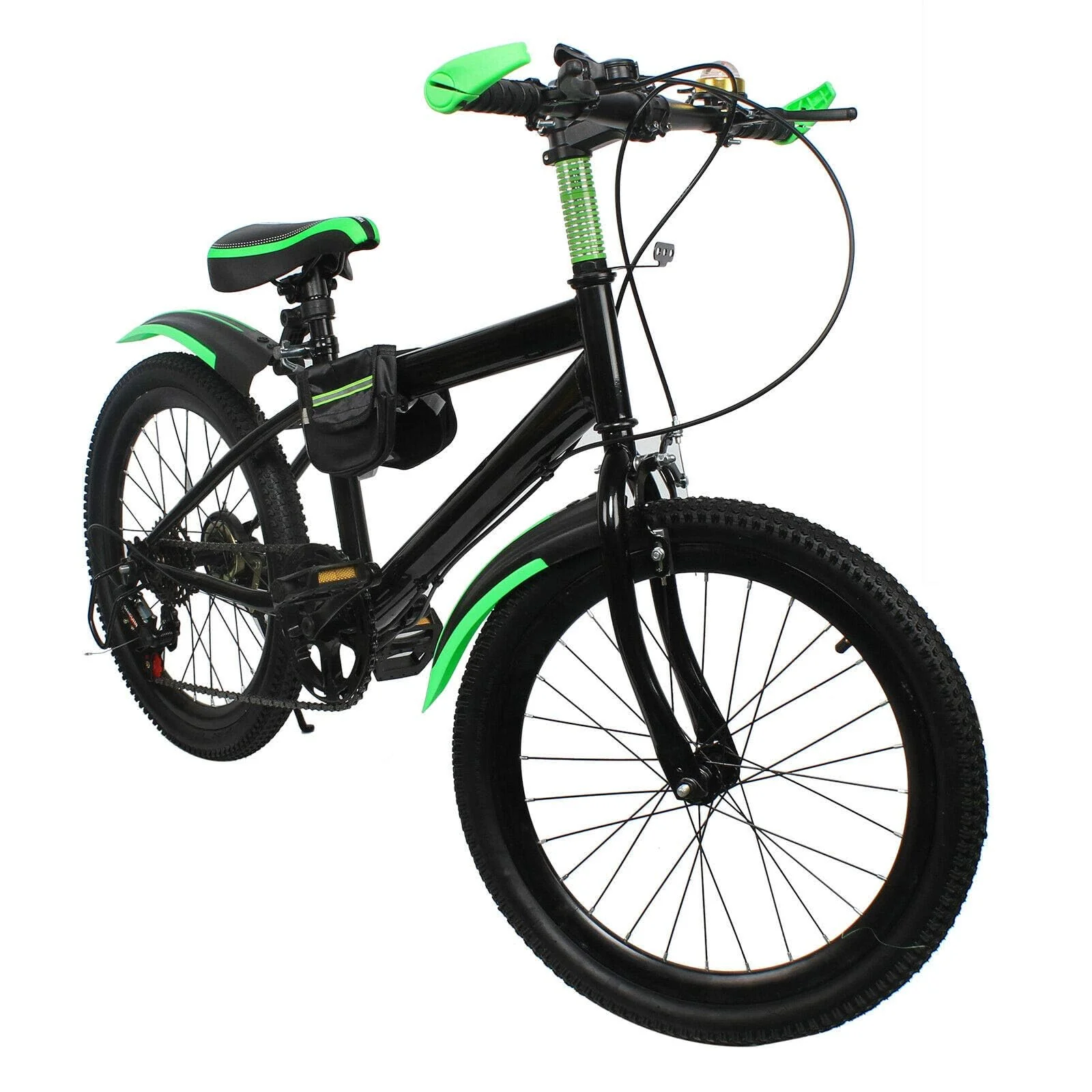 Estabeter Mountainbike Kinder Fahrrad 20 Zoll 7 Gang Mit Kotflügeln V-Bremse, Karbonstahlrahmen Aluminium Für Jungen Und Mädchen Federrad (Grüner)