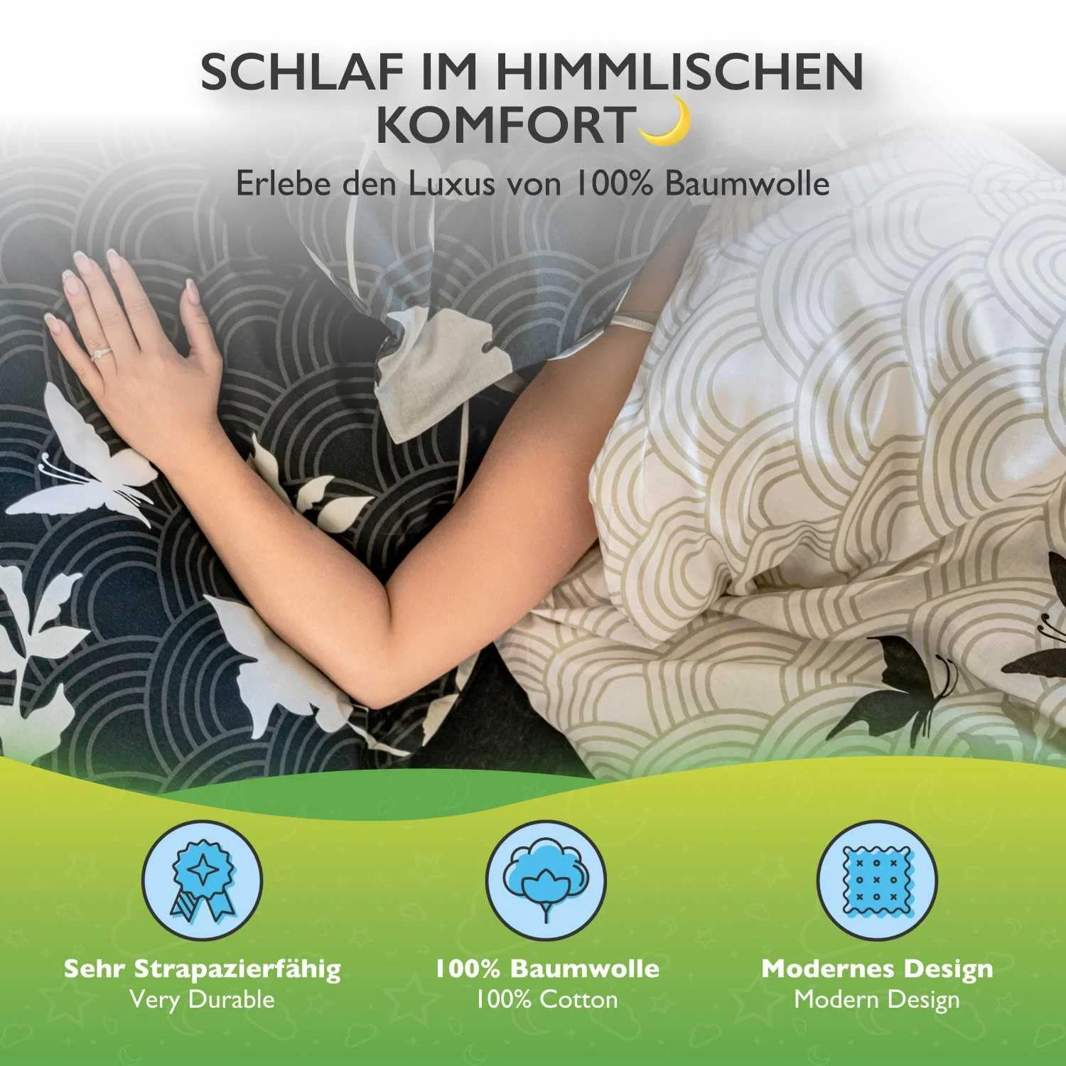 ETÉREA Bettwäsche Set 4-teilig Osaka Grau - 100% Baumwolle - 2X Bettbezug 135x200cm + 2X Kissenbezug 80x80cm - Bettwäsche 135x200cm Baumwolle 4 teilig - natürlich weich - OEKOTEX Made in Green - Grau - Image 11
