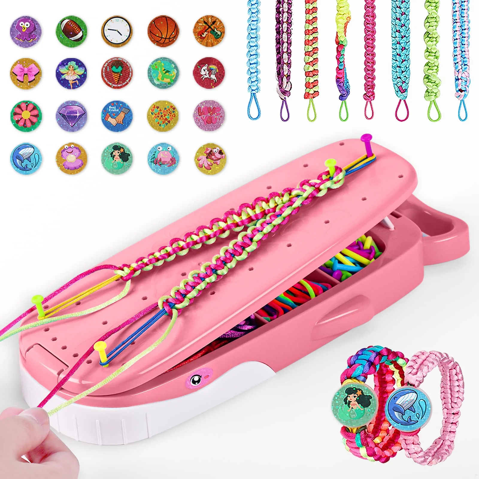 Euclidean Cube Freundschaftsarmband Selber Machen, Armbänder Selber Machen Wal geformt DIY Schmuckbastelsets Handwerk für Mädchen im Alter von 6, Armbänder Selber Machen Kinder-Bastelsets (Rosa)