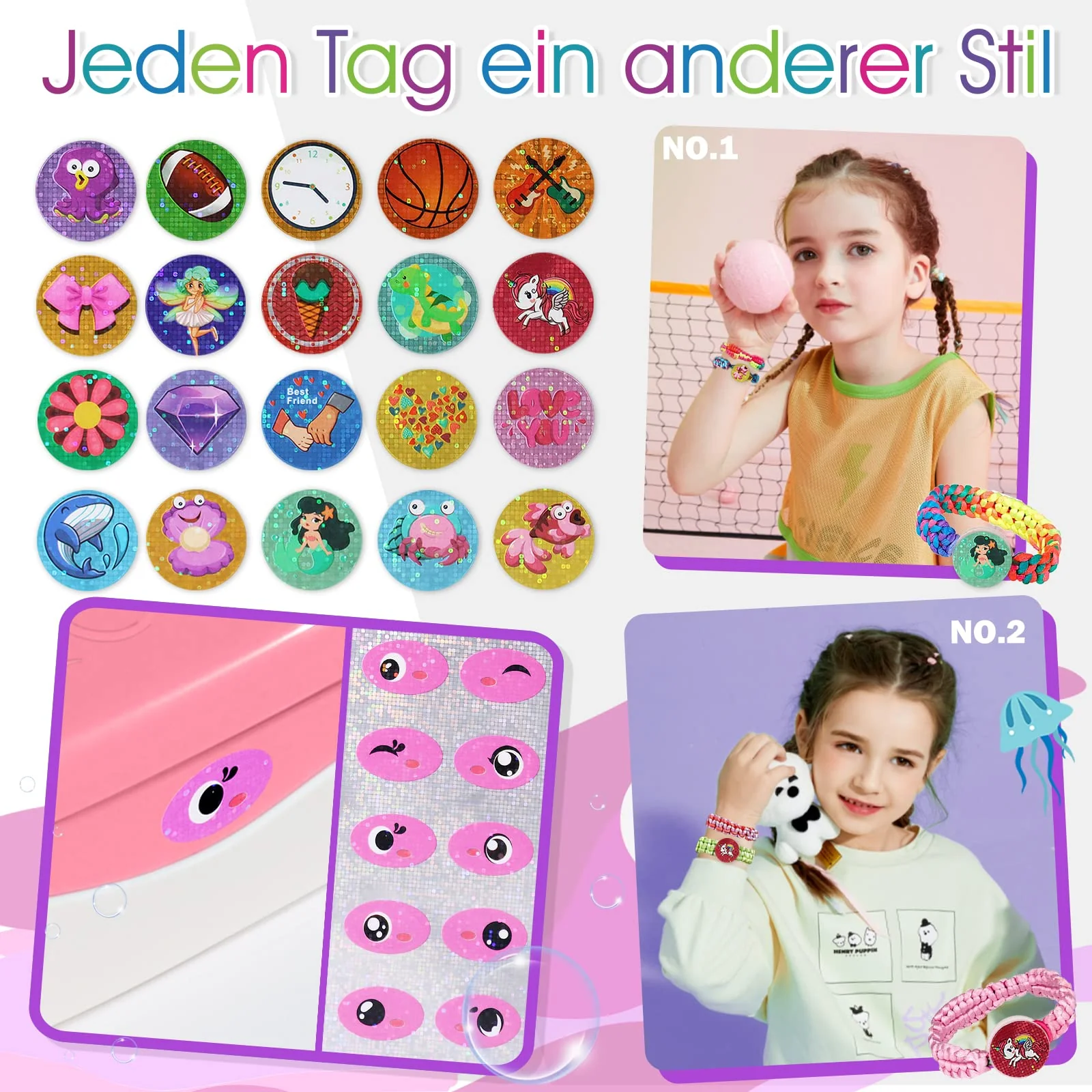 Euclidean Cube Freundschaftsarmband Selber Machen, Armbänder Selber Machen Wal geformt DIY Schmuckbastelsets Handwerk für Mädchen im Alter von 6, Armbänder Selber Machen Kinder-Bastelsets (Rosa) - Image 5