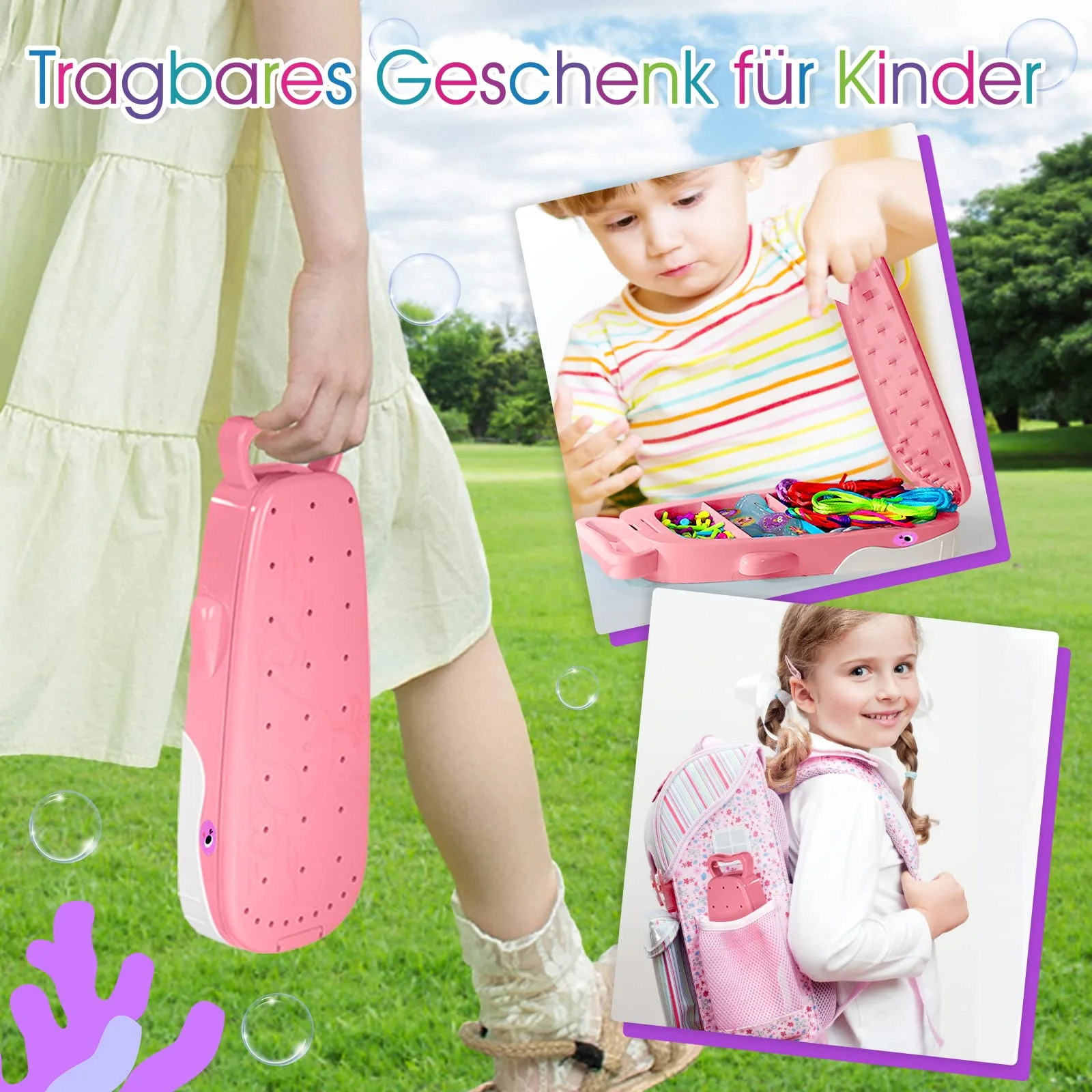 Euclidean Cube Freundschaftsarmband Selber Machen, Armbänder Selber Machen Wal geformt DIY Schmuckbastelsets Handwerk für Mädchen im Alter von 6, Armbänder Selber Machen Kinder-Bastelsets (Rosa) - Image 6