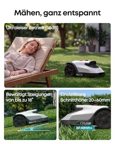 eufy C15 Mähroboter ohne Begrenzungskabel, bis 500m², TrueVision, ohne RTK, Keine Signalprobleme, Auto-Kartierung, sicher für Igel, intelligente Navigation, präzises Randmähen - Image 8