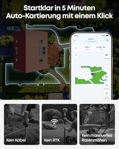 eufy C15 Mähroboter ohne Begrenzungskabel mit Garage, bis 500m², TrueVision, ohne RTK, Keine Signalprobleme, Auto-Kartierung, sicher für Igel, intelligente Navigation, präzises Randmähen - Image 4
