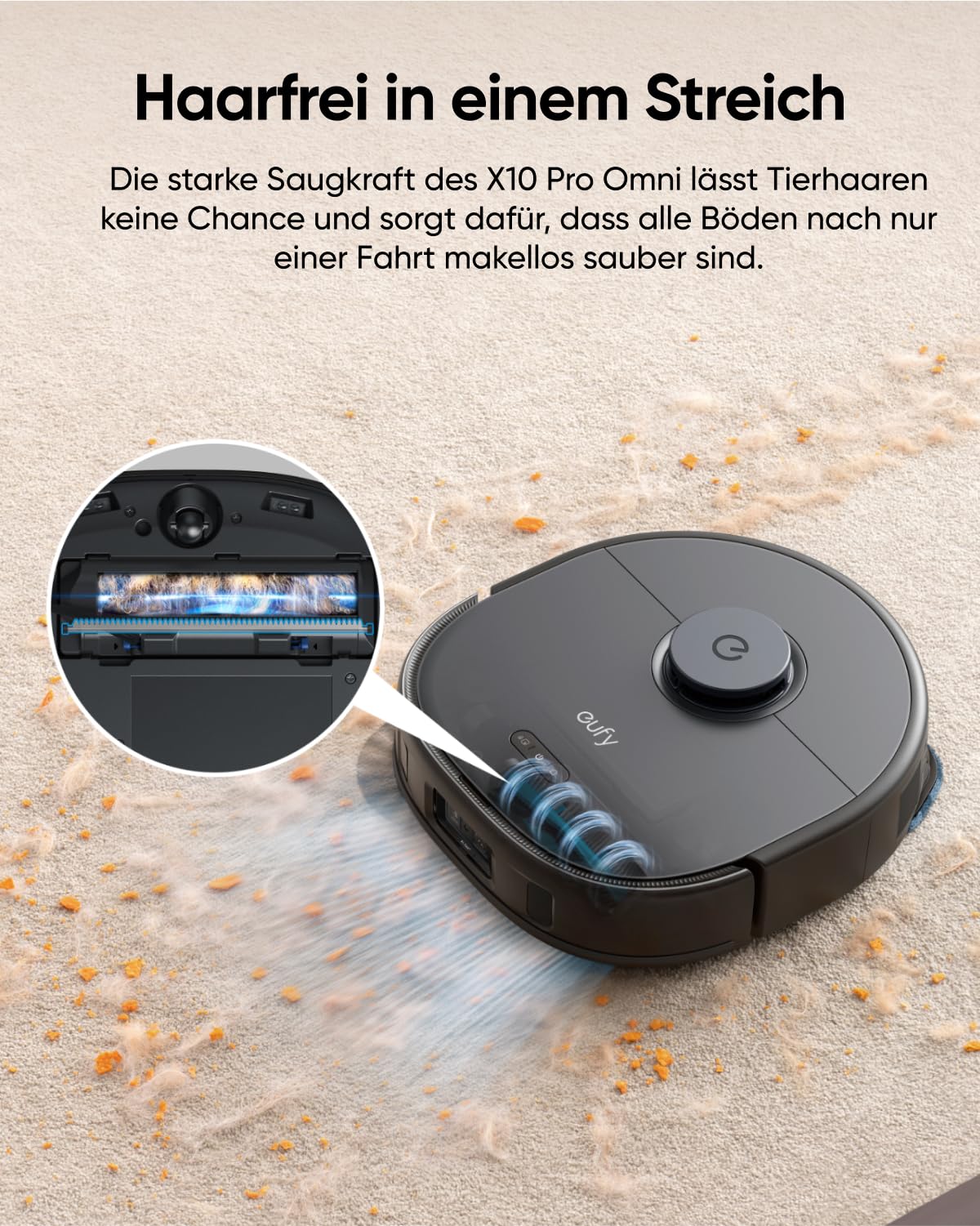 eufy X10 Pro Omni Saugroboter mit Wischfunktion & Absaugstation, 8.000Pa, Auto-Absaugen/Befüllen, 2× Auto-Lift-Mopp mit Auto-Waschen/Trocknen, Aktive Hindernisvermeidung, Kindersicherung - Image 2