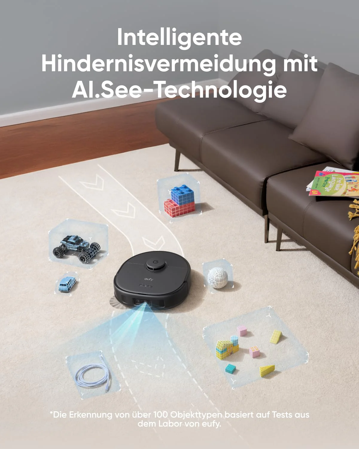 eufy X10 Pro Omni Saugroboter mit Wischfunktion & Absaugstation, 8.000Pa, Auto-Absaugen/Befüllen, 2× Auto-Lift-Mopp mit Auto-Waschen/Trocknen, Aktive Hindernisvermeidung, Kindersicherung - Image 3