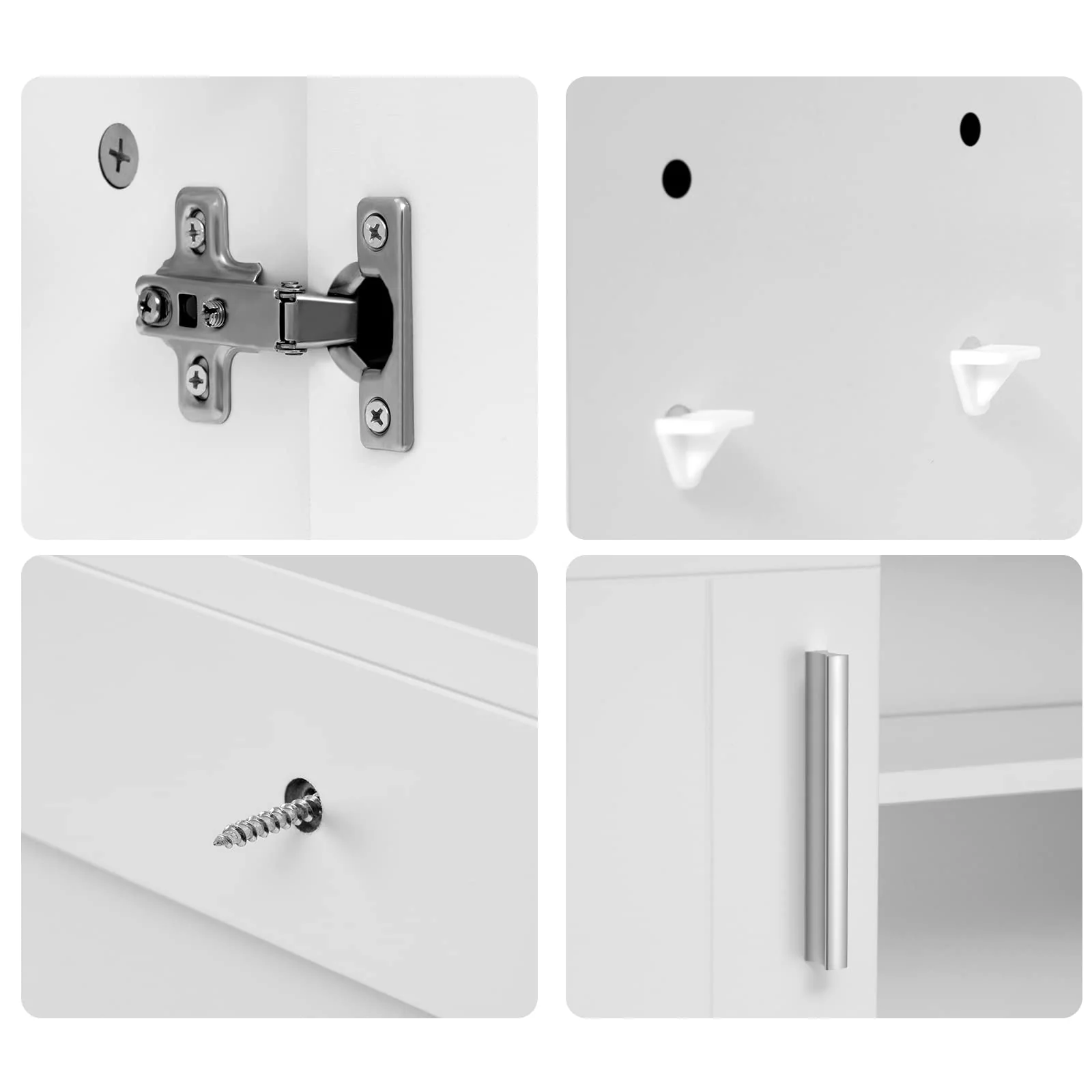 EUGAD Badezimmerschrank mit Spiegel, Spiegelschrank mit Tür Metallscharnieren, Schrank mit 5 Fächern 2 verstellbaren Trennwänden, Hängeschrank aus E1-MDF, Weiß, 54x55x15 cm - Image 6