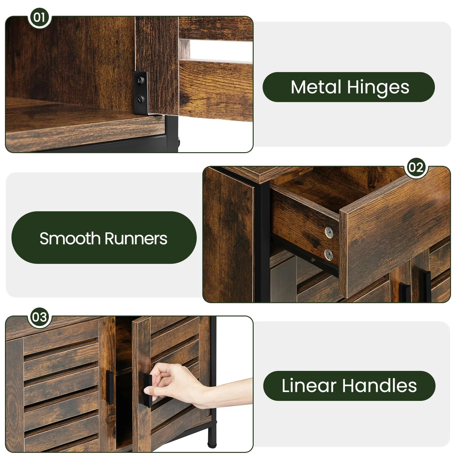 EUGAD Waschbeckenunterschrank, Badezimmer Unterschrank Waschbecken, Badezimmerschrank mit Schublade, 2 Türen, verstellbare Ablage, freistehend, 60x60x30 cm, Rustikles Braun - Image 4