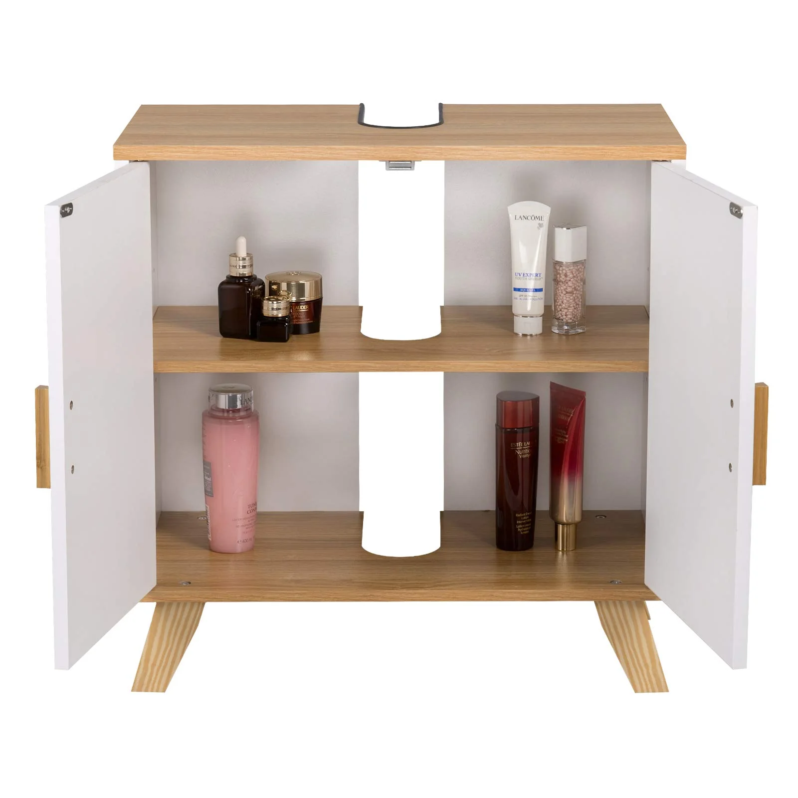 EUGAD Waschbeckenunterschrank Unterschrank Badezimmerschrank Waschtisch Badschrank mit 2 Türe 60 x 30 x 60 cm Weiß - Image 5