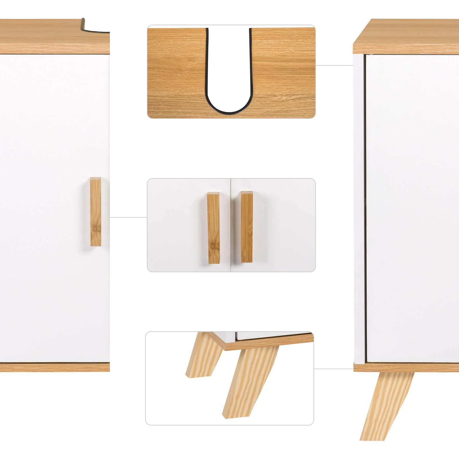 EUGAD Waschbeckenunterschrank Unterschrank Badezimmerschrank Waschtisch Badschrank mit 2 Türe 60 x 30 x 60 cm Weiß - Image 7