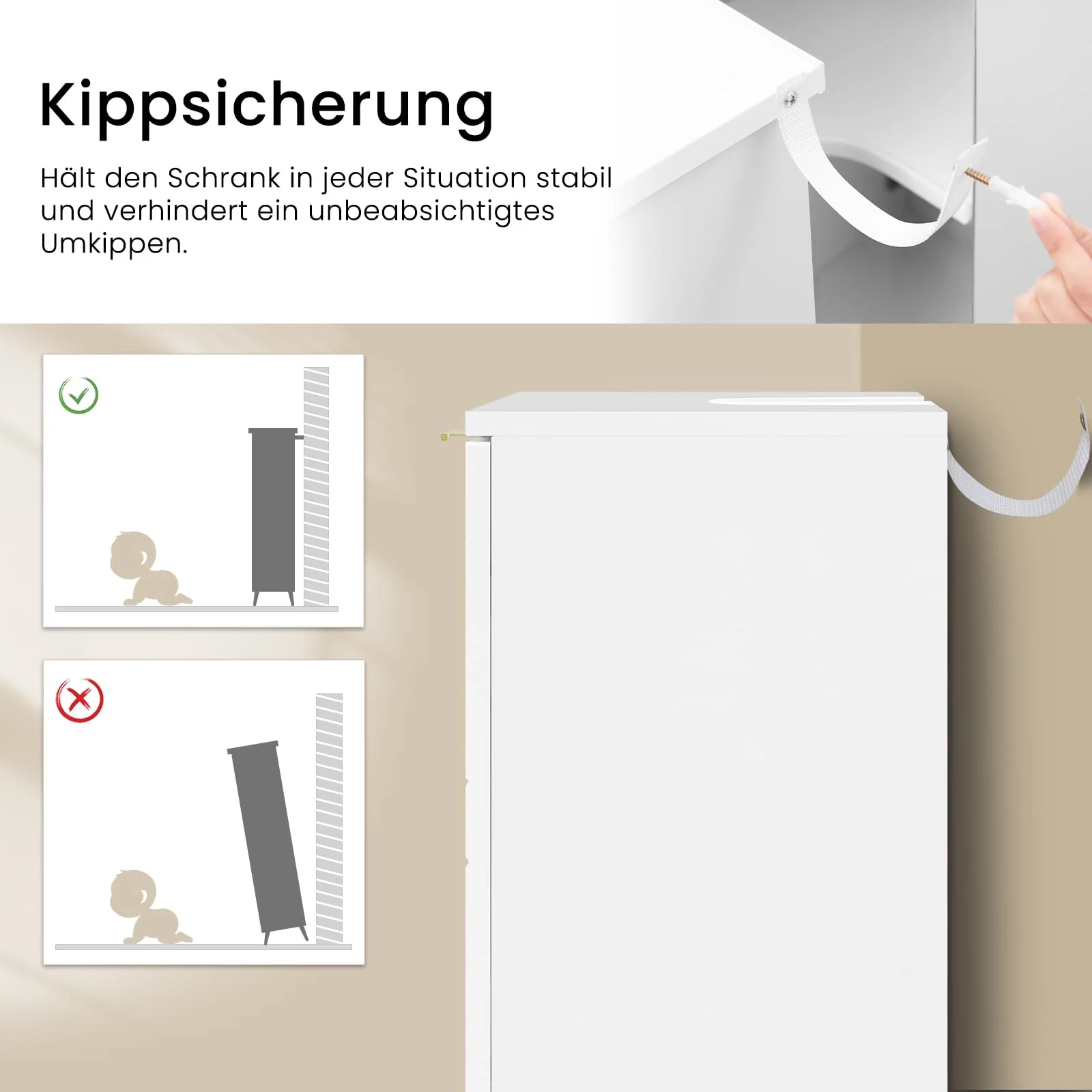 EUGAD Waschbeckenunterschrank, Unterschrank, Waschtischunterschrank, Badezimmerschrank, Badschrank, weiß Hochglanz, mit 2 Türen, Beinen, verstellbare Ablage, freistehend, 60x60x30 cm - Image 7