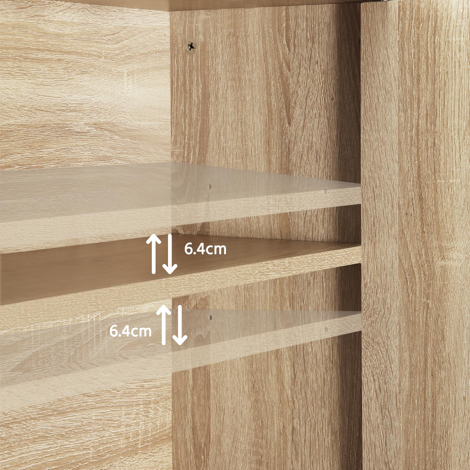 EUGAD Waschmaschinenschrank, Waschmaschinenregal Regal über Waschmaschine Toilette, Toilettenregal mit Schrank Verstellbarer Ablage, Badregal aus Holzwerkstoff Metall, 64,5x170x27 cm - Image 5