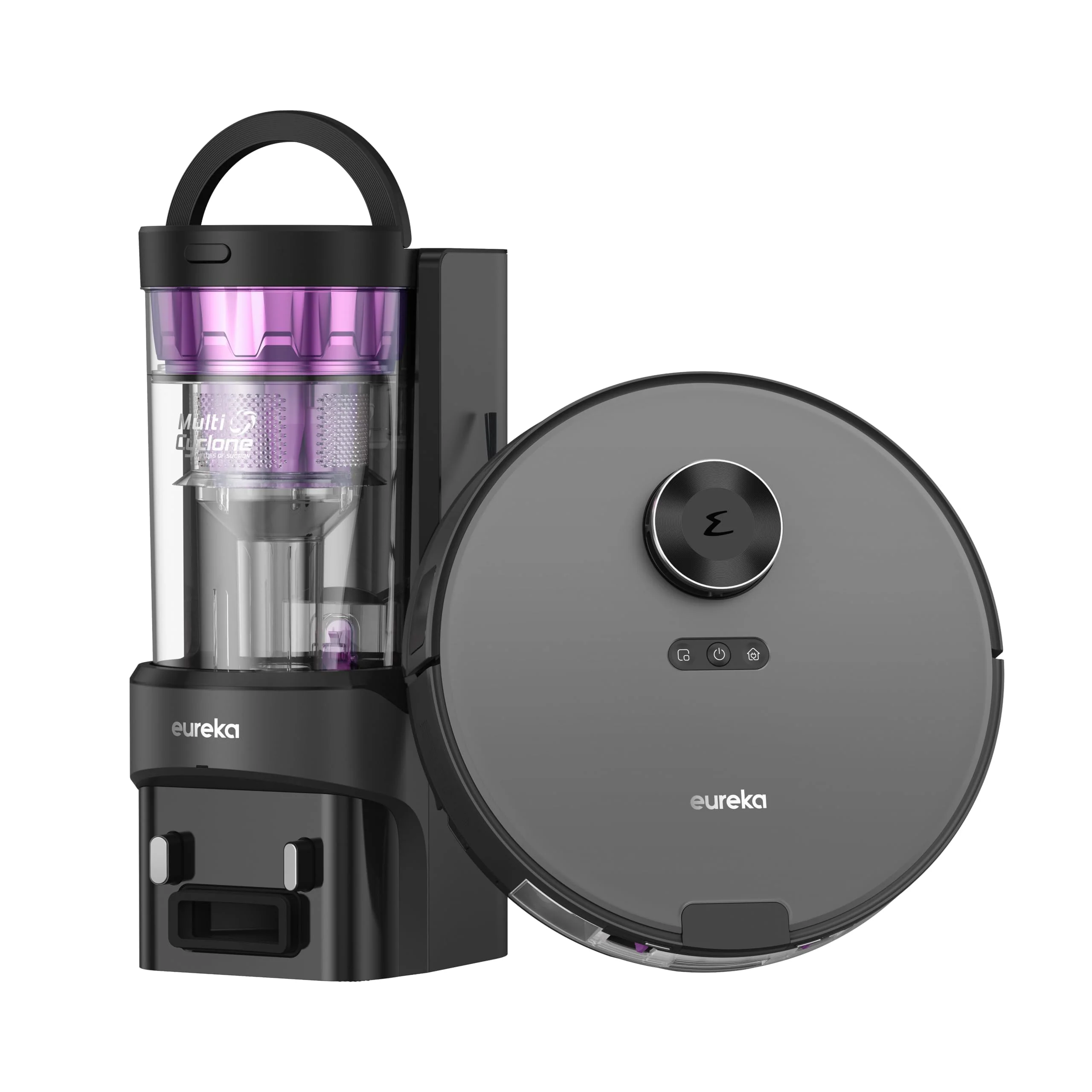 EUREKA E20 Plus Saug- & Wischroboter + beutelloser Multi-Zyklon Absaugstation (Duo-KI-3D-Hindernisvermeidung & Night Vison, 8000Pa, bis zu 300m2, Anti-Haarverhedderung, App- & Sprachsteuerung) schwarz - Image 16