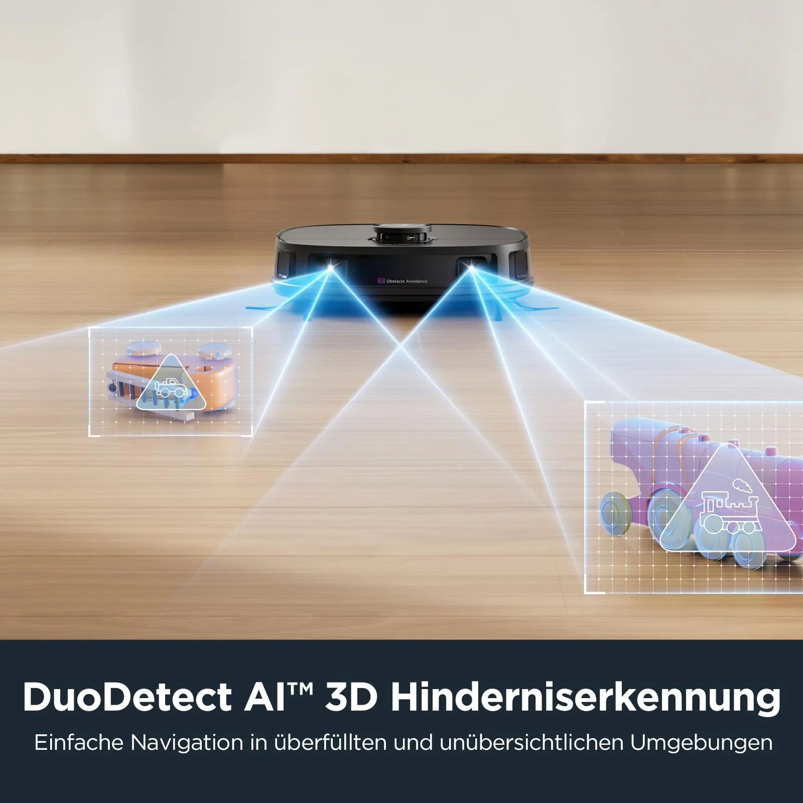 EUREKA J12 Ultra DE Saug- & Wischroboter + All-in-One Station (KI-3D-Hinderniserkennung, intelligente Haustierumgehung, Auto Teppicherkennung, ideal gegen Tierhaare, App- & Sprachsteuerung) schwarz - Image 4
