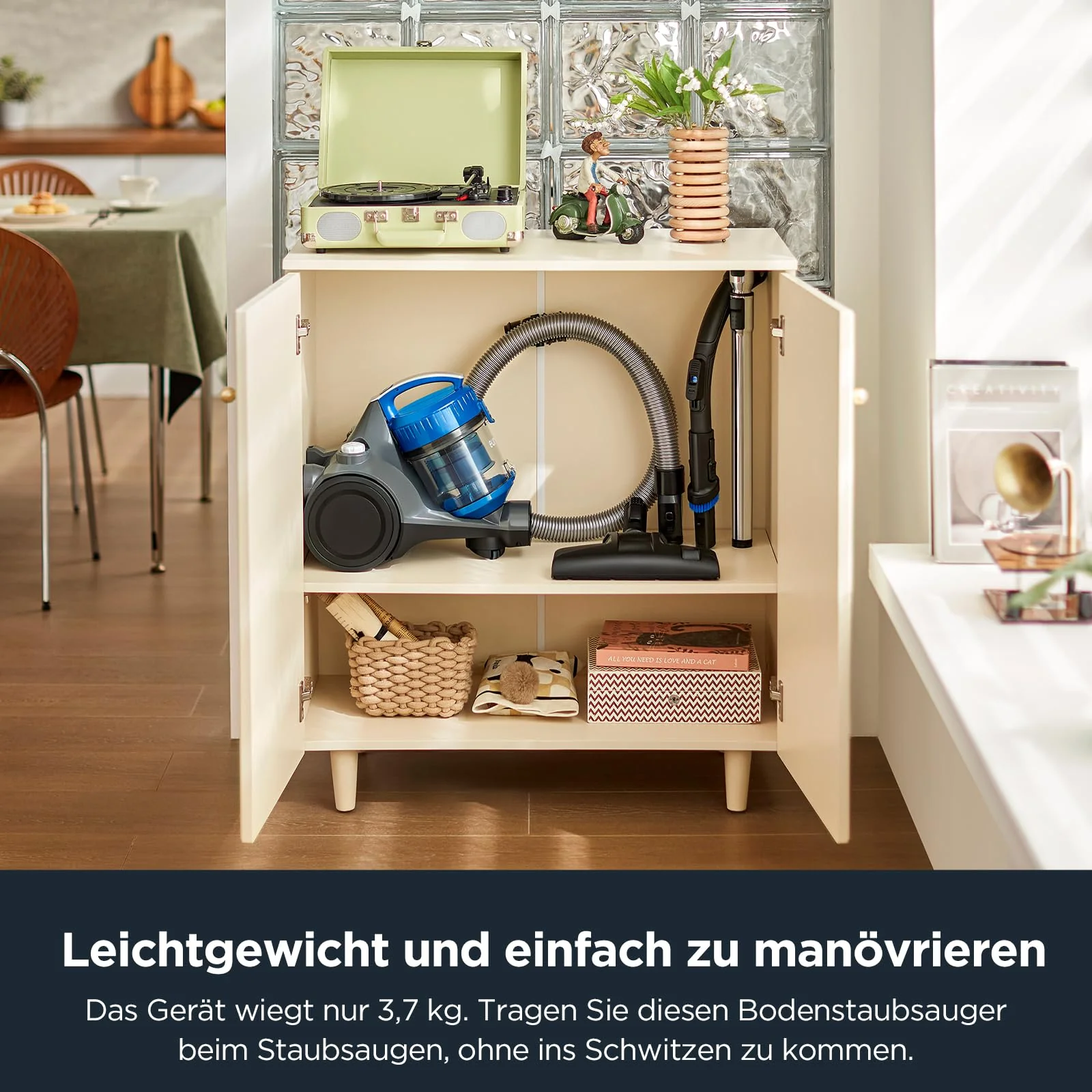 Eureka WhirlWind Staubsauger Beutellos, Leistungsstark, Kompakt und Leicht, für Hartböden und Teppich, HEPA-Filter, 8m Aktionsradius, 700W, 1,5L, Blau - Image 3
