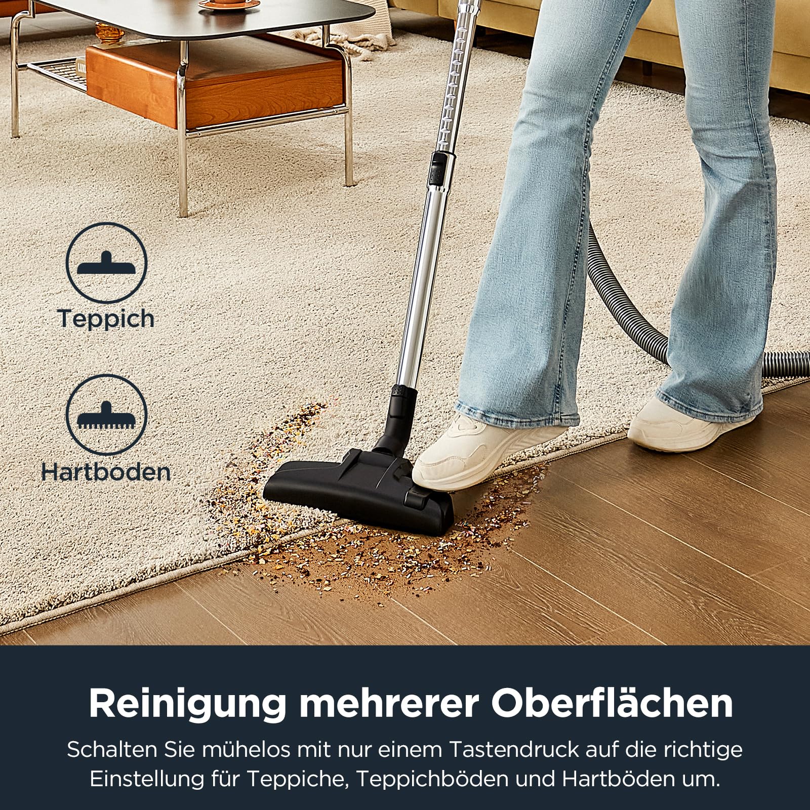 Eureka WhirlWind Staubsauger Beutellos, Leistungsstark, Kompakt und Leicht, für Hartböden und Teppich, HEPA-Filter, 8m Aktionsradius, 700W, 1,5L, Blau - Image 4