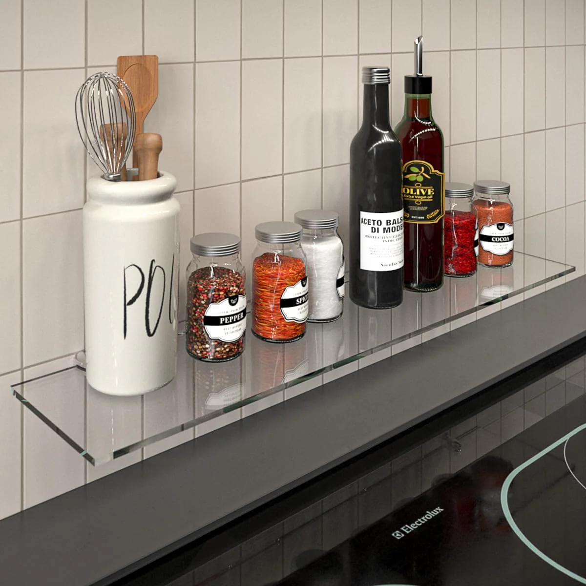 Euro Tische 40cm Glas Wandregal Klarglas - Glas Regal für Badezimmer in verschiedenen Größen - Klarglas Duschregal mit 6mm ESG Sicherheitsglas und Metallhaltern Montiert - Image 14