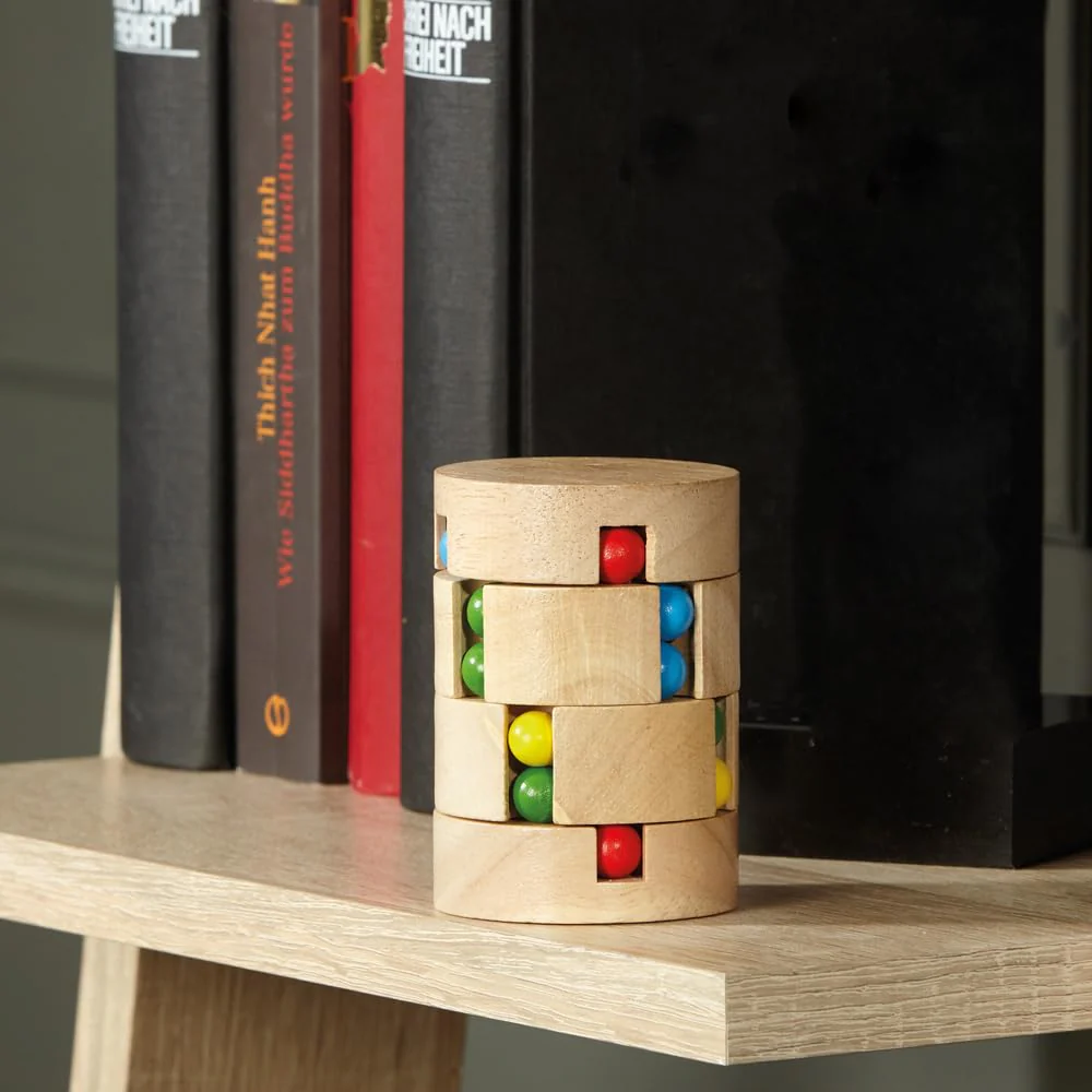 EUROtops Knobelzylinder aus Holz – Geduldspiel für Erwachsene und Kinder, Holzpuzzle mit bunten Kugeln, Denkspiel und Logiktrainer - Image 5