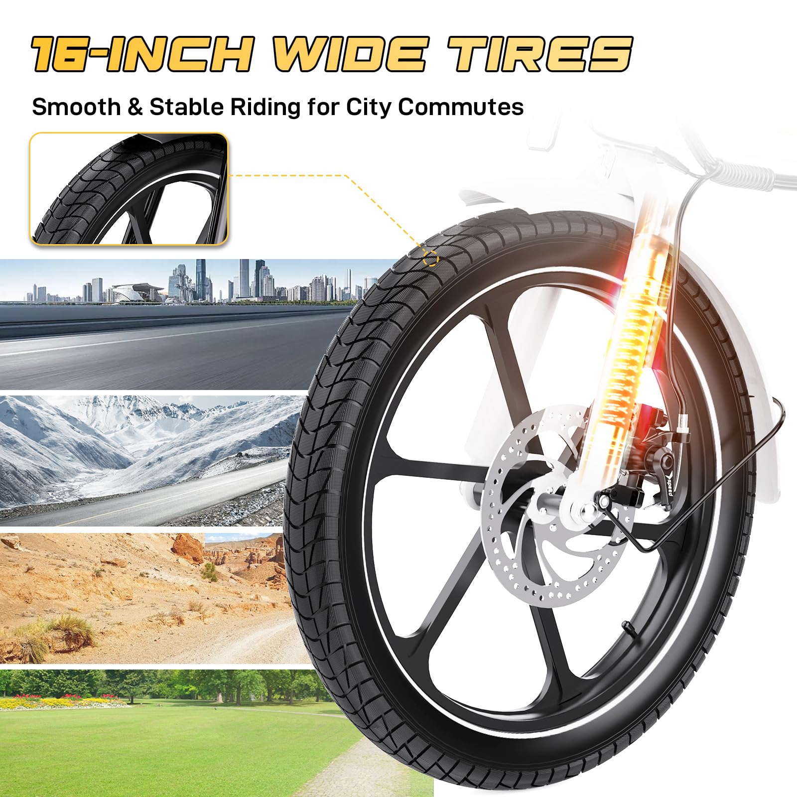 EVERCROSS EK5 Elektrofahrrad, 250W E Bike für Erwachsene, 36V Faltbares Elektrofahrräder Mountainbike, bis zu 25KM/H, Reichweite 35-60km, 16'' Reifen Elektrisches City Bike mit Verstellbarem Sitz - Image 3