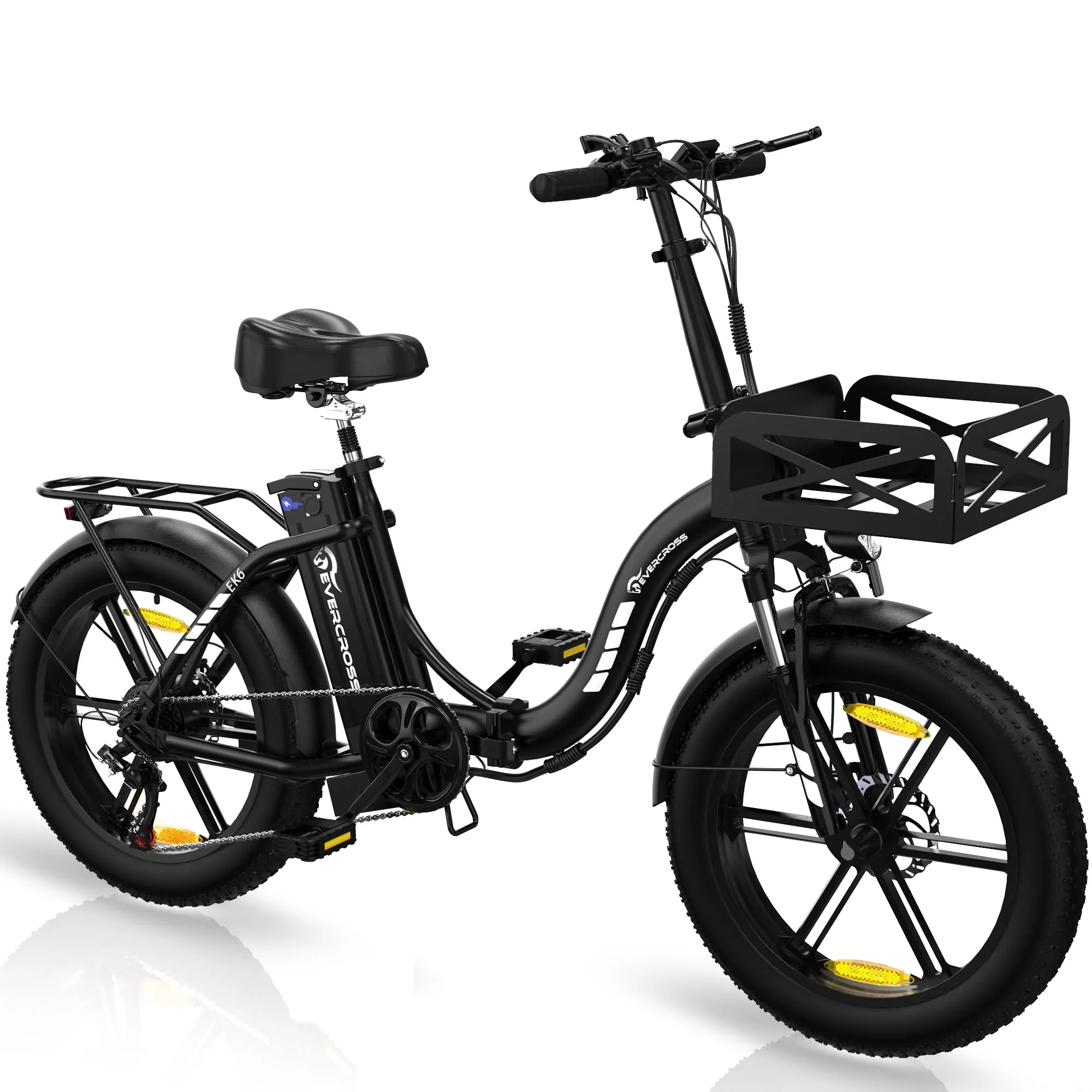 EVERCROSS EK6 Elektrofahrräder Erwachsene, faltbares E-Bike mit 20" x 4,0 Breiten Reifen, E Bike Mountainbike mit 7 Gang Getriebe, 48V 15AH Akku, 250W Motor, 33,2kg Gewicht, Doppelstoßdämpfern - Image 6