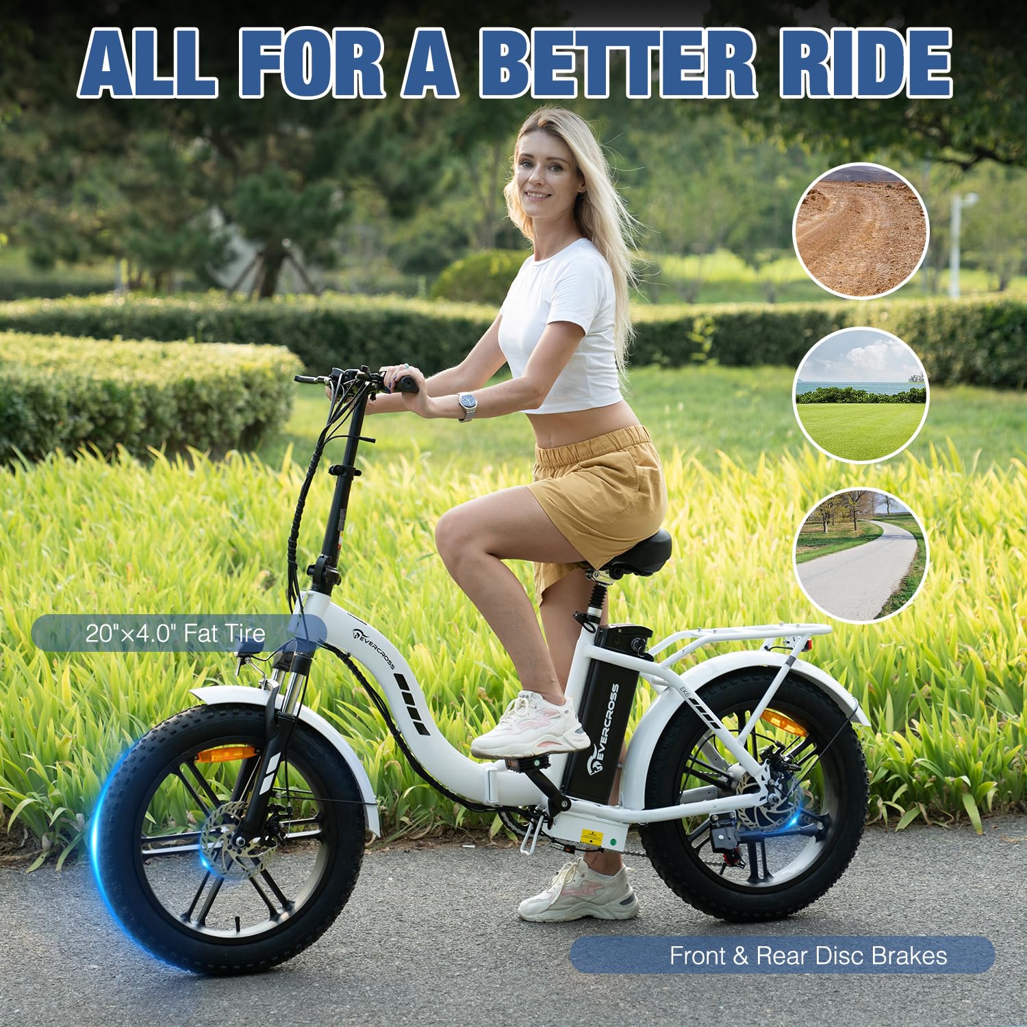 EVERCROSS EK6 Elektrofahrräder Erwachsene, faltbares E-Bike mit 20" x 4,0 Breiten Reifen, E Bike Mountainbike mit 7 Gang Getriebe, 48V 15AH Akku, 250W Motor, 33,2kg Gewicht, Doppelstoßdämpfern - Image 7