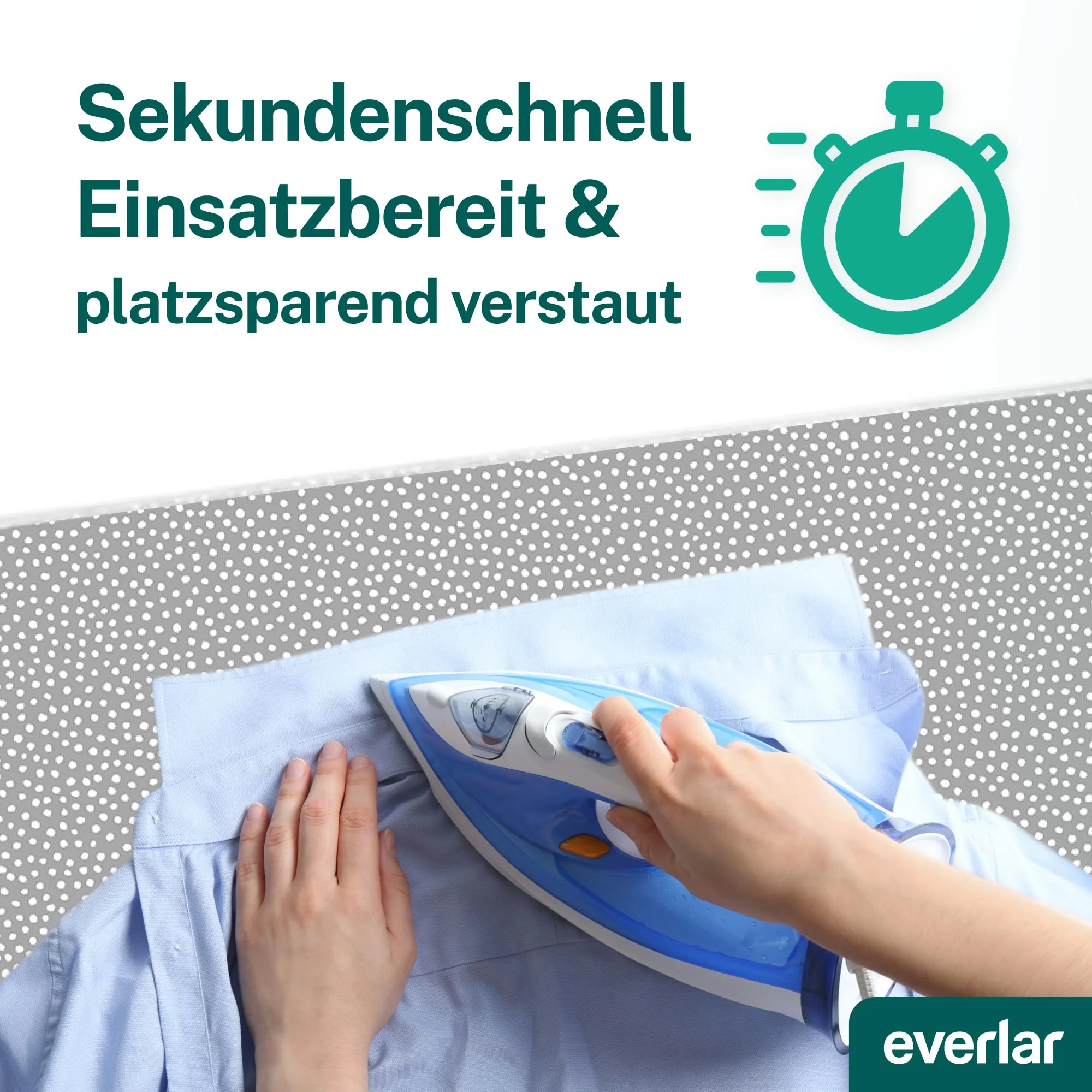 everlar® Bügeldecke I Qualität Made in Germany I Tisch Bügelmatte zum bequemen Bügeln zu Hause & unterwegs I 100 x 65cm I Bügelunterlage I Hitzebeständig I Obermaterial 100% Baumwolle - Image 5