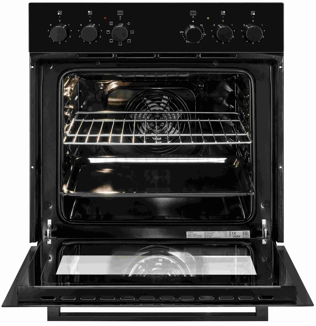 Exquisit Einbauherd-Set Backofen EHE10256-U-020 Set schwarz | Energieeffizienzklasse A | 59 l Garraum | Grill | Umluft | Glaskeramikkochfeld | rahmenlos | Einbaubackofen 60 cm - Image 3