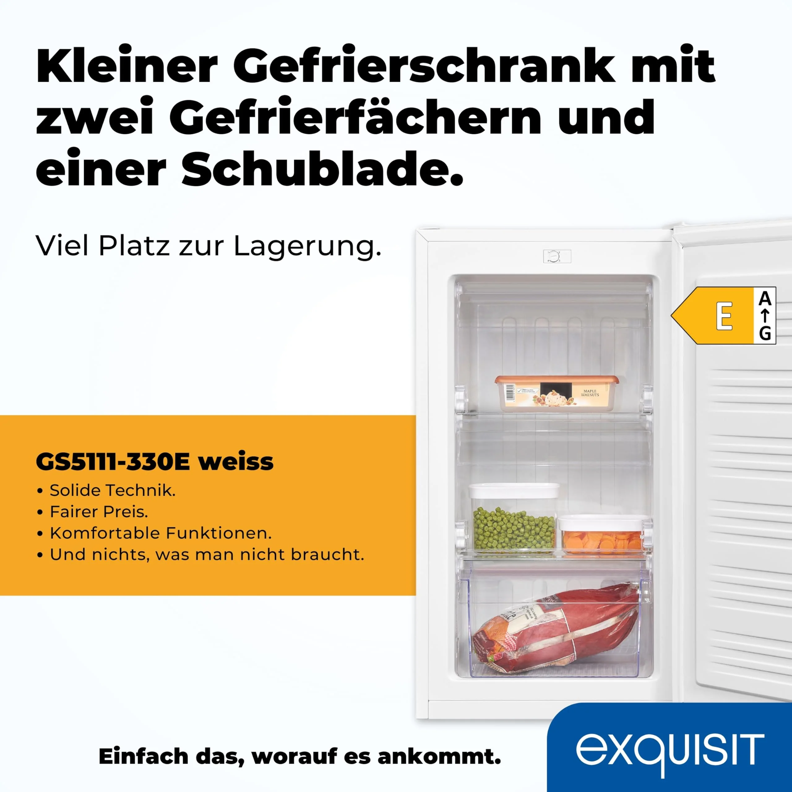 Exquisit Gefrierschrank, 4-Sterne-Gefrieren, Gefrierschrank klein, 63 Liter, kompakt, Tiefkühlschrank, GS5111-330E weiss - Image 6