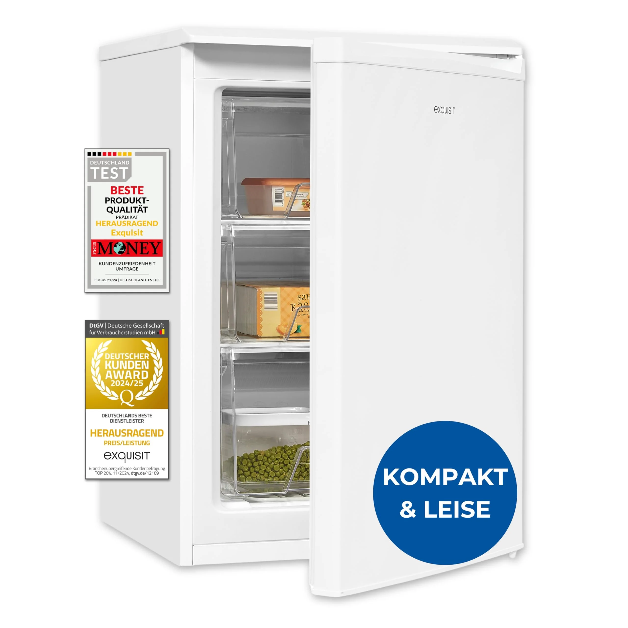 Exquisit Gefrierschrank, 4-Sterne-Gefrieren, Gefrierschrank klein, 86 Liter, Tiefkühlschrank, 55cm breit, kompakt, GS80-030E weiss - Image 2