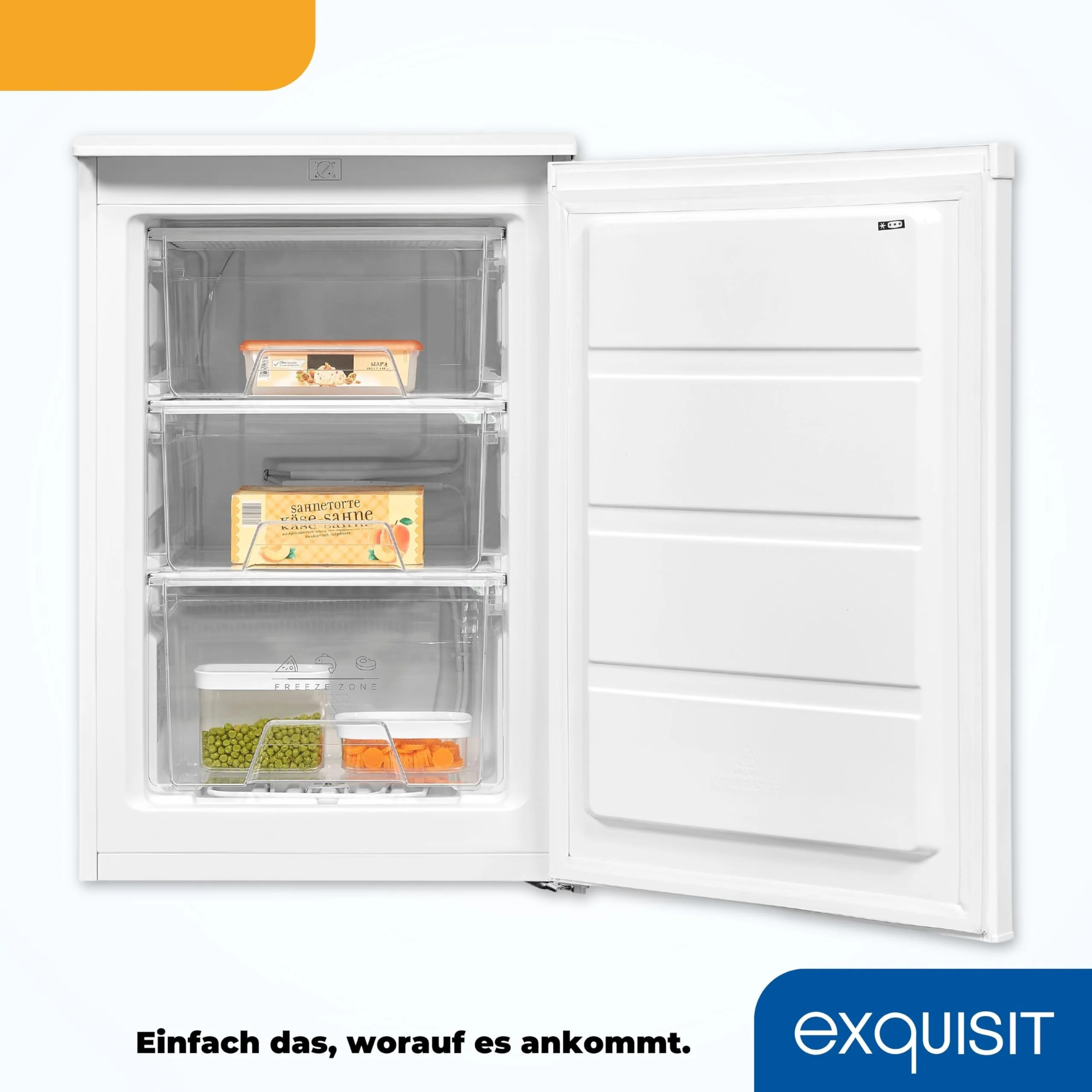 Exquisit Gefrierschrank, 4-Sterne-Gefrieren, Gefrierschrank klein, 86 Liter, Tiefkühlschrank, 55cm breit, kompakt, GS80-030E weiss - Image 9