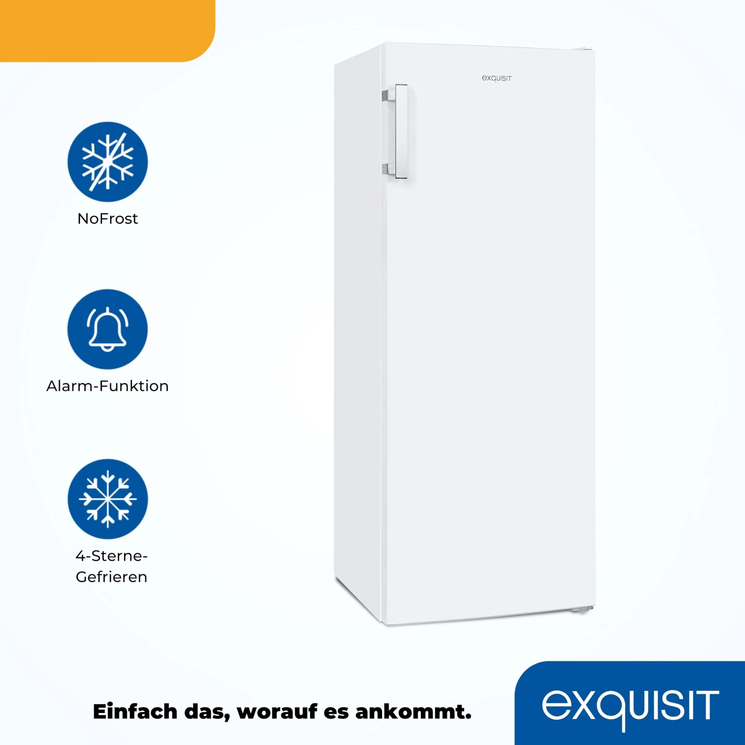Exquisit Gefrierschrank NoFrost, Tiefkühlschrank groß, 161 Liter, Schnellgefrieren, Alarm-Funktion, GS5231-NF-H-040C weiss - Image 5