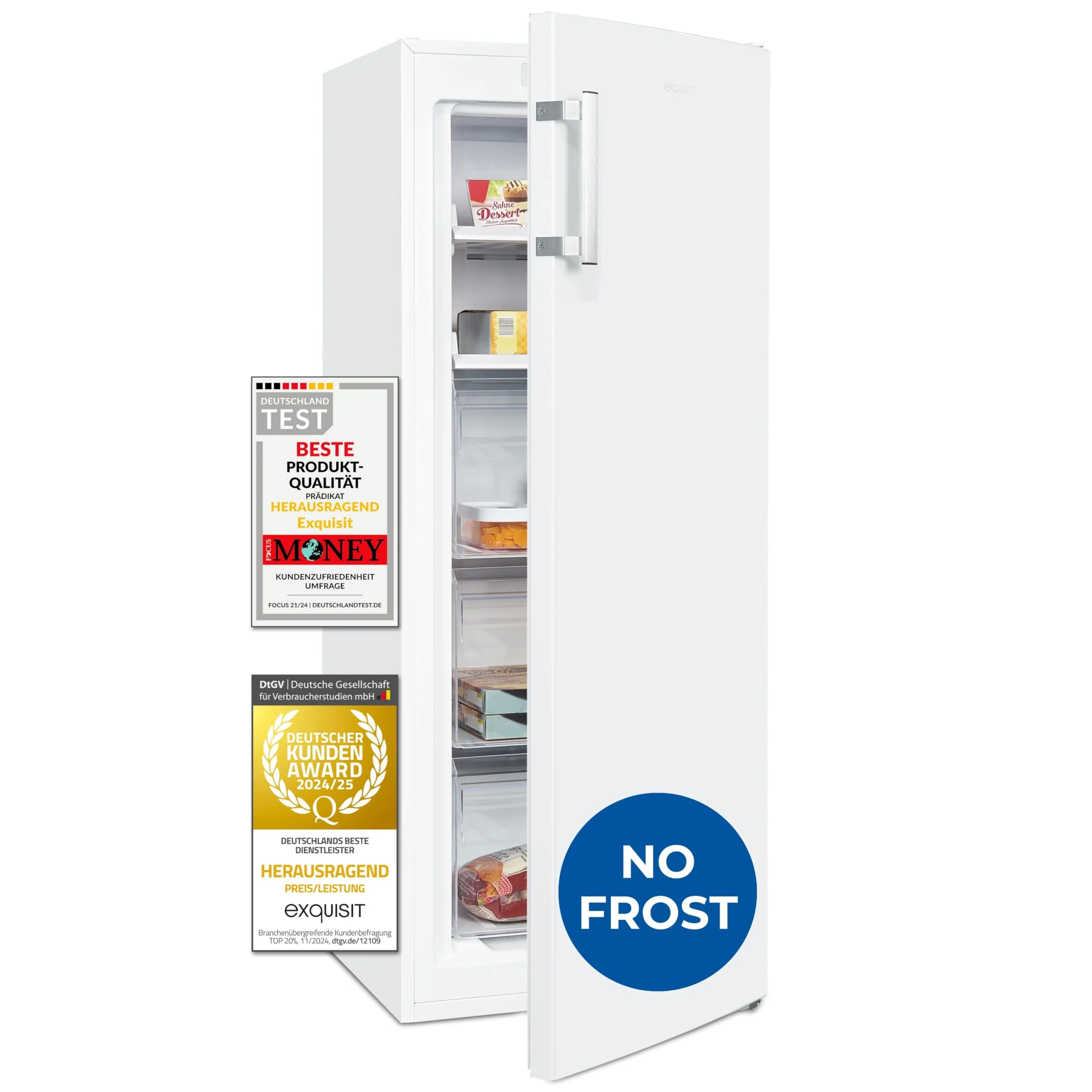 Exquisit Gefrierschrank NoFrost, Tiefkühlschrank groß, 161 Liter, Schnellgefrieren, Alarm-Funktion, GS5231-NF-H-040D weiss - Image 7