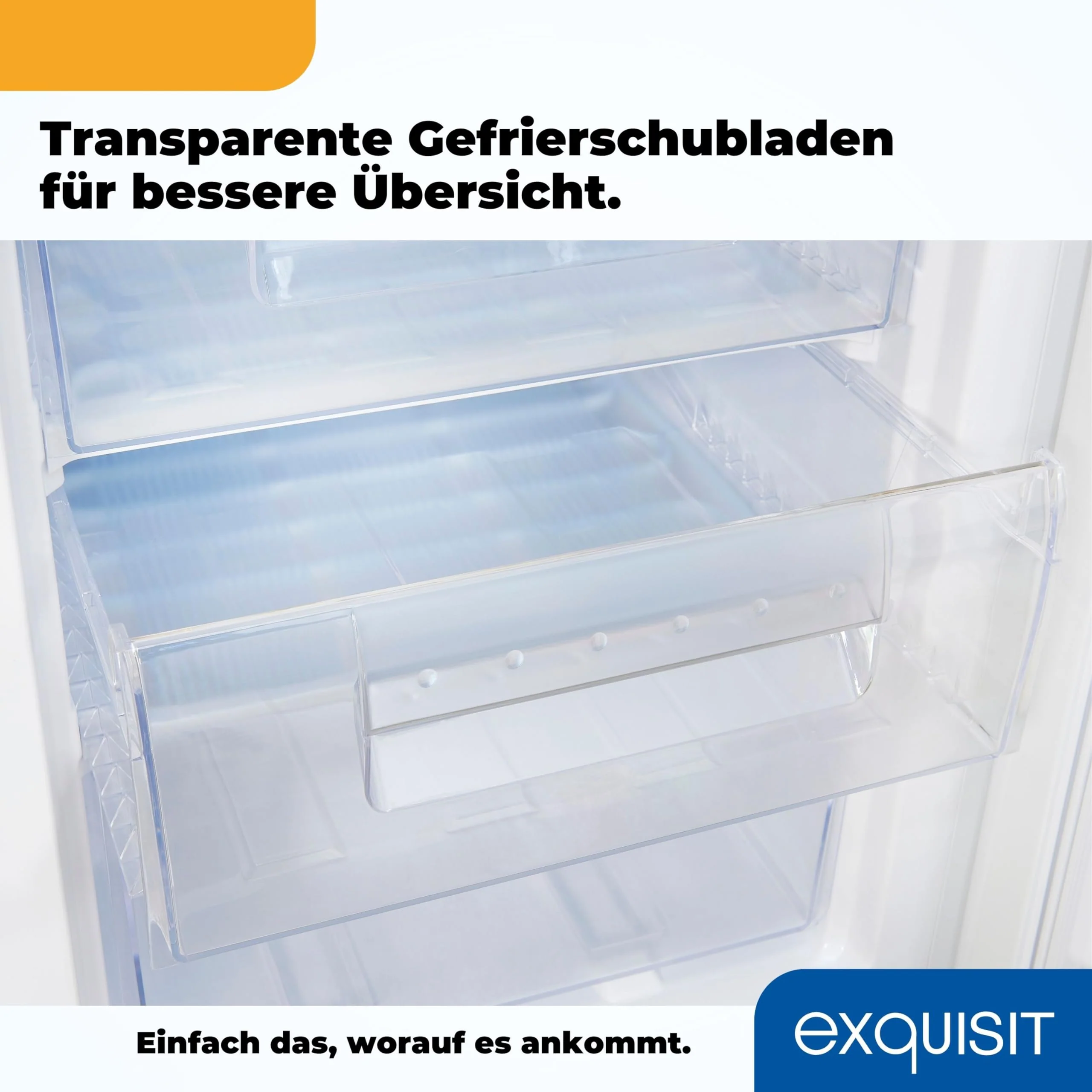 Exquisit Gefrierschrank, Tiefkühlschrank mit 4 Schubladen, 4-Sterne-Gefrieren, 91 Liter, Gefrierschrank klein, GS512-040E weiss - Image 2