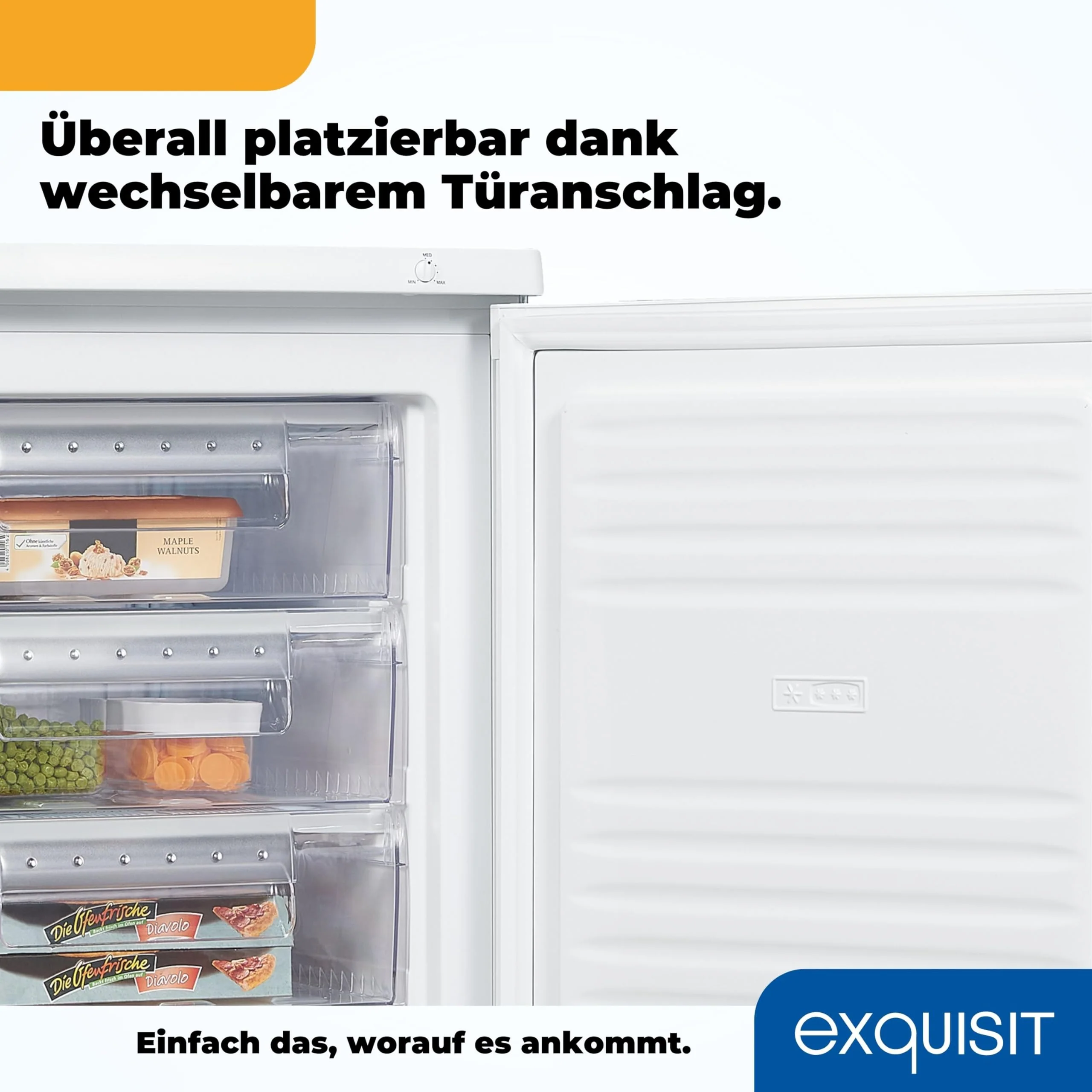 Exquisit Gefrierschrank, Tiefkühlschrank mit 4 Schubladen, 4-Sterne-Gefrieren, 91 Liter, Gefrierschrank klein, GS512-040E weiss - Image 5