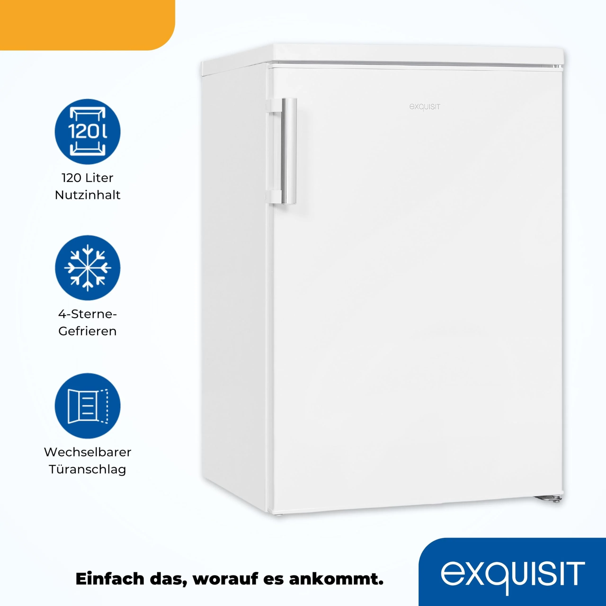 Exquisit Kühlschrank mit Gefrierfach, 120 Liter, 4-Sterne-Gefrierfach, Kühlschrank freistehend, KS516-4-H-010D weiss - Image 10