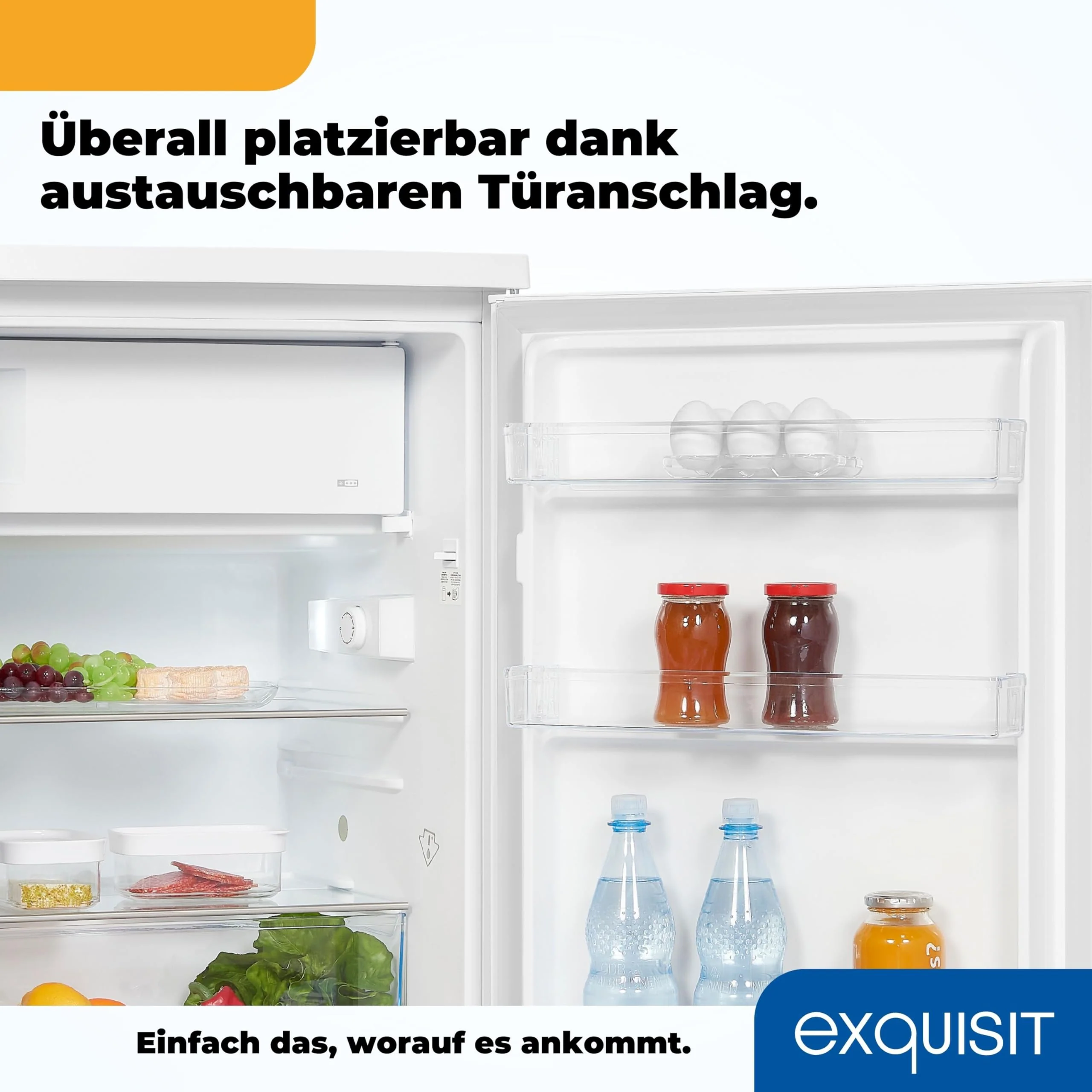 Exquisit Kühlschrank mit Gefrierfach, 120 Liter, 4-Sterne-Gefrierfach, Kühlschrank freistehend, KS516-4-H-010D weiss - Image 4