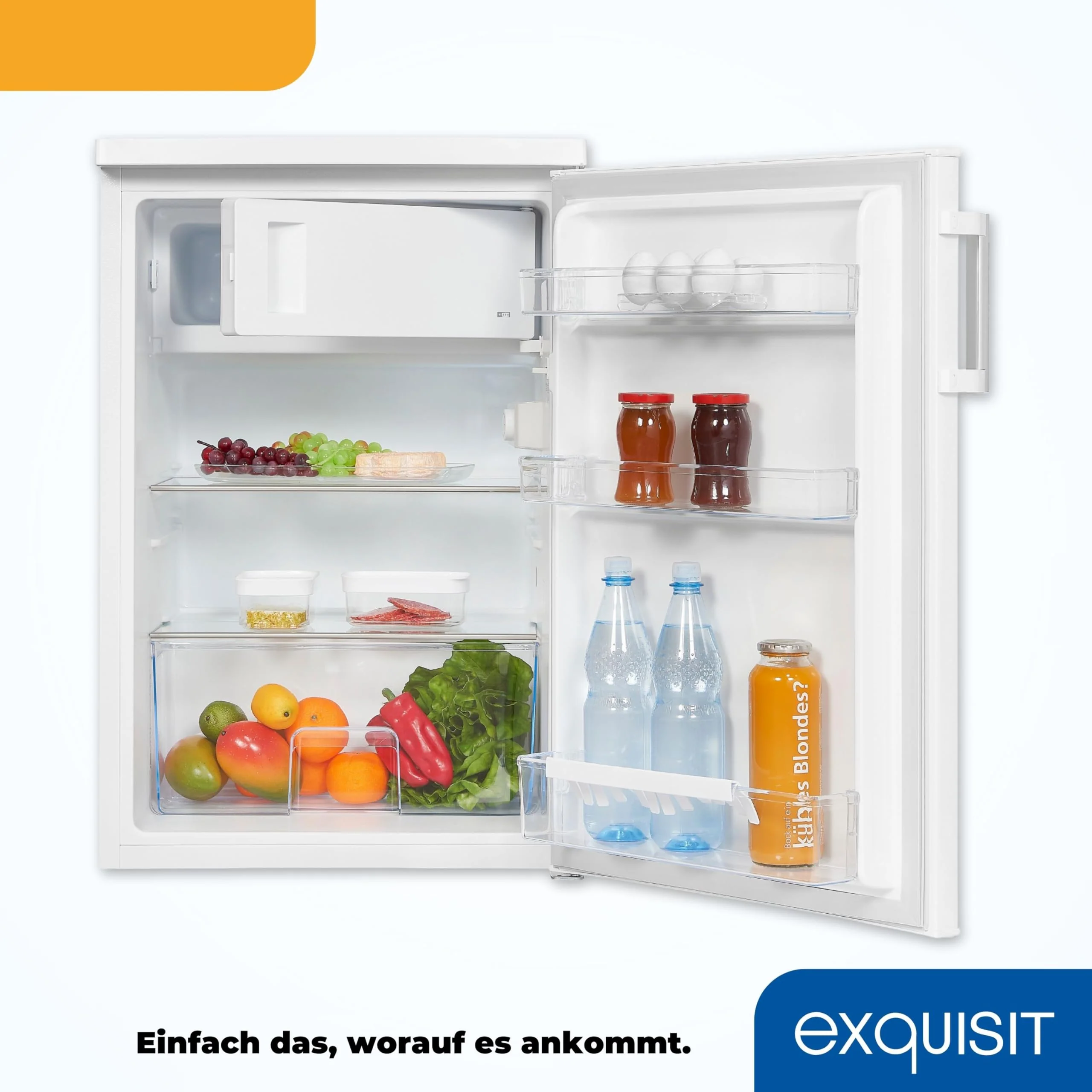 Exquisit Kühlschrank mit Gefrierfach, 120 Liter, 4-Sterne-Gefrierfach, Kühlschrank freistehend, KS516-4-H-010D weiss - Image 5