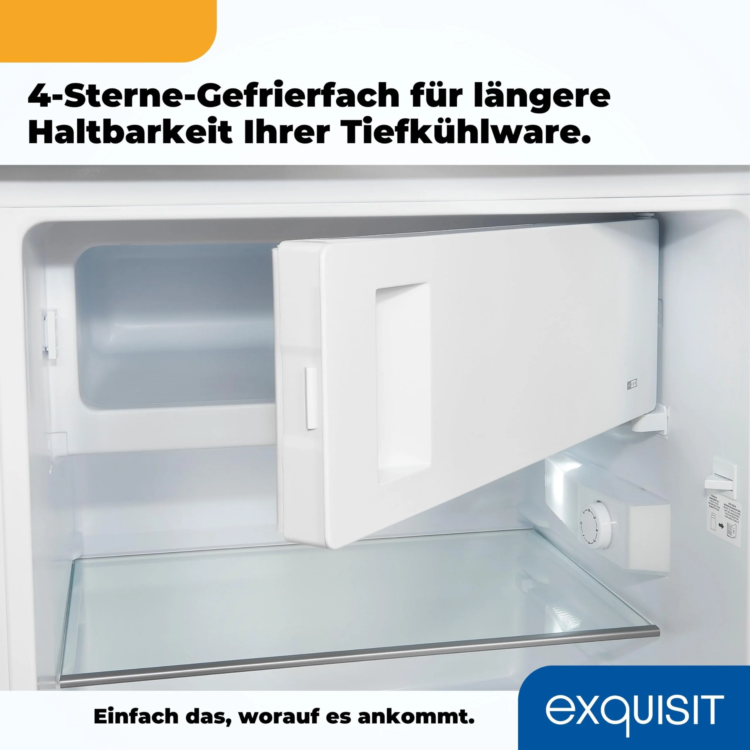 Exquisit Kühlschrank mit Gefrierfach, 120 Liter, 4-Sterne-Gefrierfach, Kühlschrank freistehend, KS516-4-H-010D weiss - Image 7