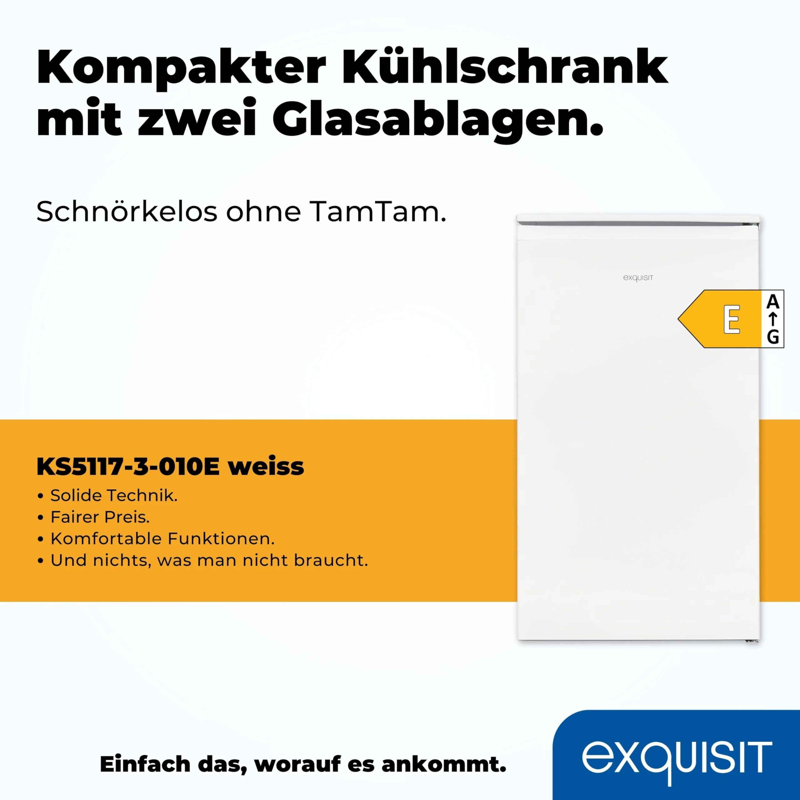 Exquisit Kühlschrank mit Gefrierfach, 82 Liter, Freistehend, Kompakt, 3-Sterne, KS5117-3-010E weiss - Image 3