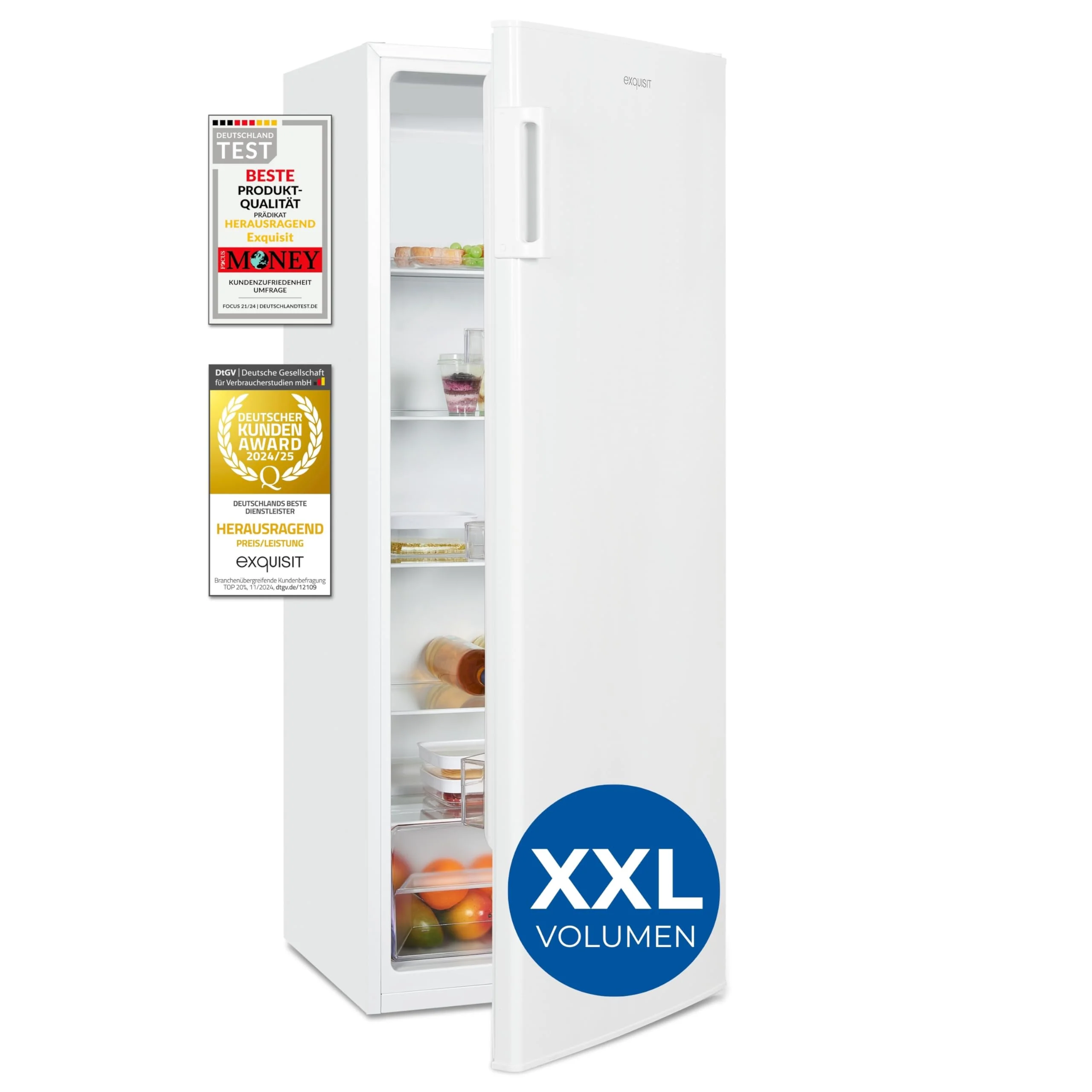 Exquisit Kühlschrank ohne Gefrierfach, Großer Kühlschrank, 5 Ablagen, 242 Liter, Vollraumkühlschrank 143 cm hoch, KS5320-V-H-040E weiss - Image 3