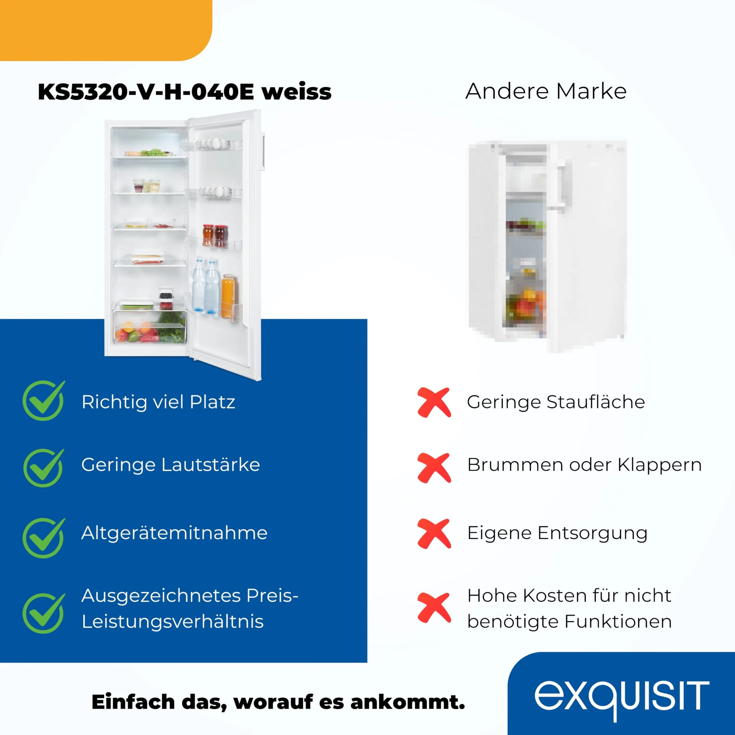 Exquisit Kühlschrank ohne Gefrierfach, Großer Kühlschrank, 5 Ablagen, 242 Liter, Vollraumkühlschrank 143 cm hoch, KS5320-V-H-040E weiss - Image 4