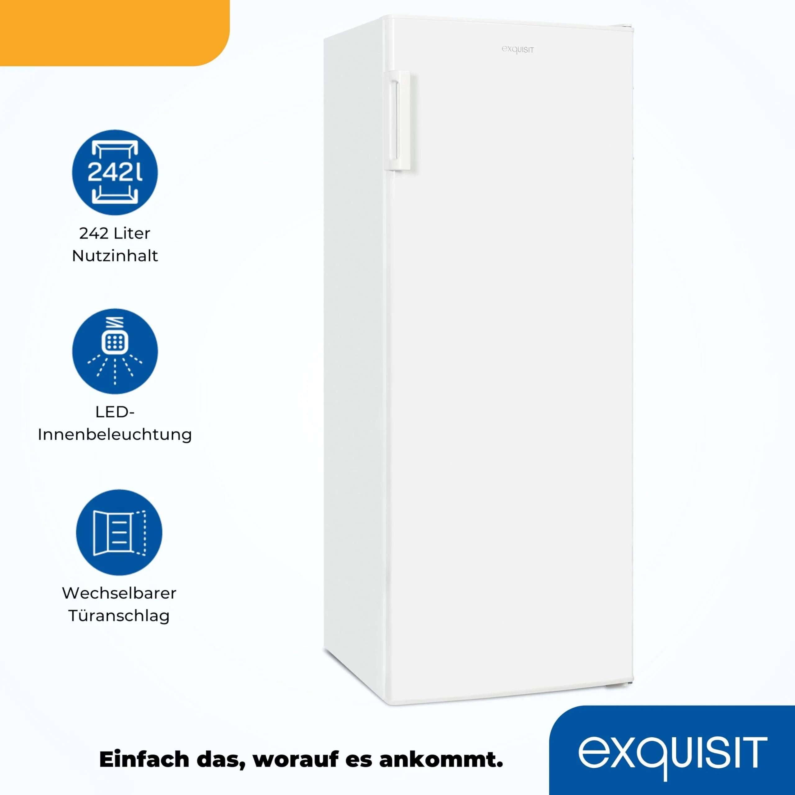 Exquisit Kühlschrank ohne Gefrierfach, Großer Kühlschrank, 5 Ablagen, 242 Liter, Vollraumkühlschrank 143 cm hoch, KS5320-V-H-040E weiss - Image 9