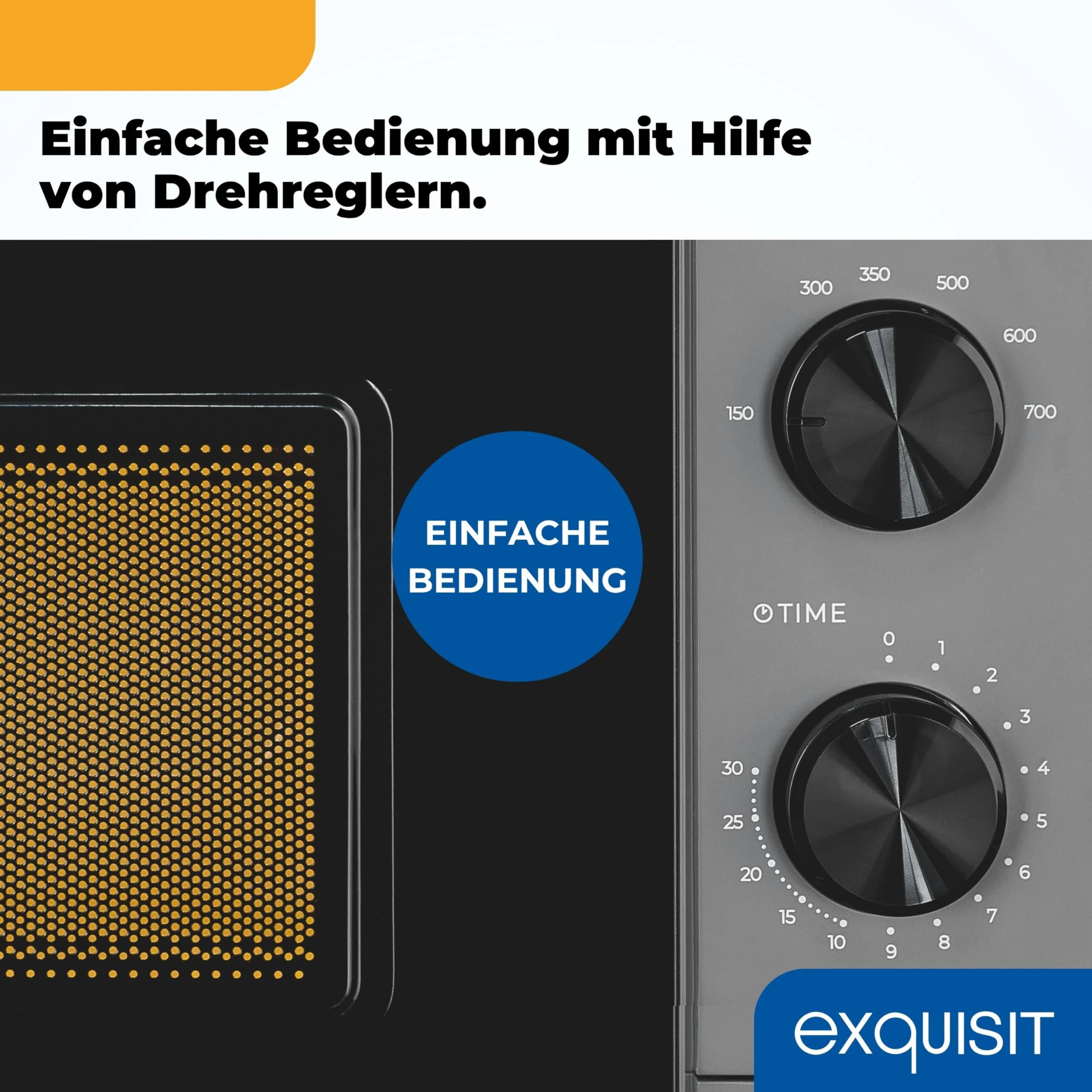 Exquisit Mikrowelle | 20 l Garraum, 700 W Leistung, 6 Leistungsstufen, Standgerät | Auftau-Programm, manuelle Steuerung, mechanische Zeitschaltuhr, Innenbeleuchtung, Glas-Drehteller | MW850-070 grau - Image 2
