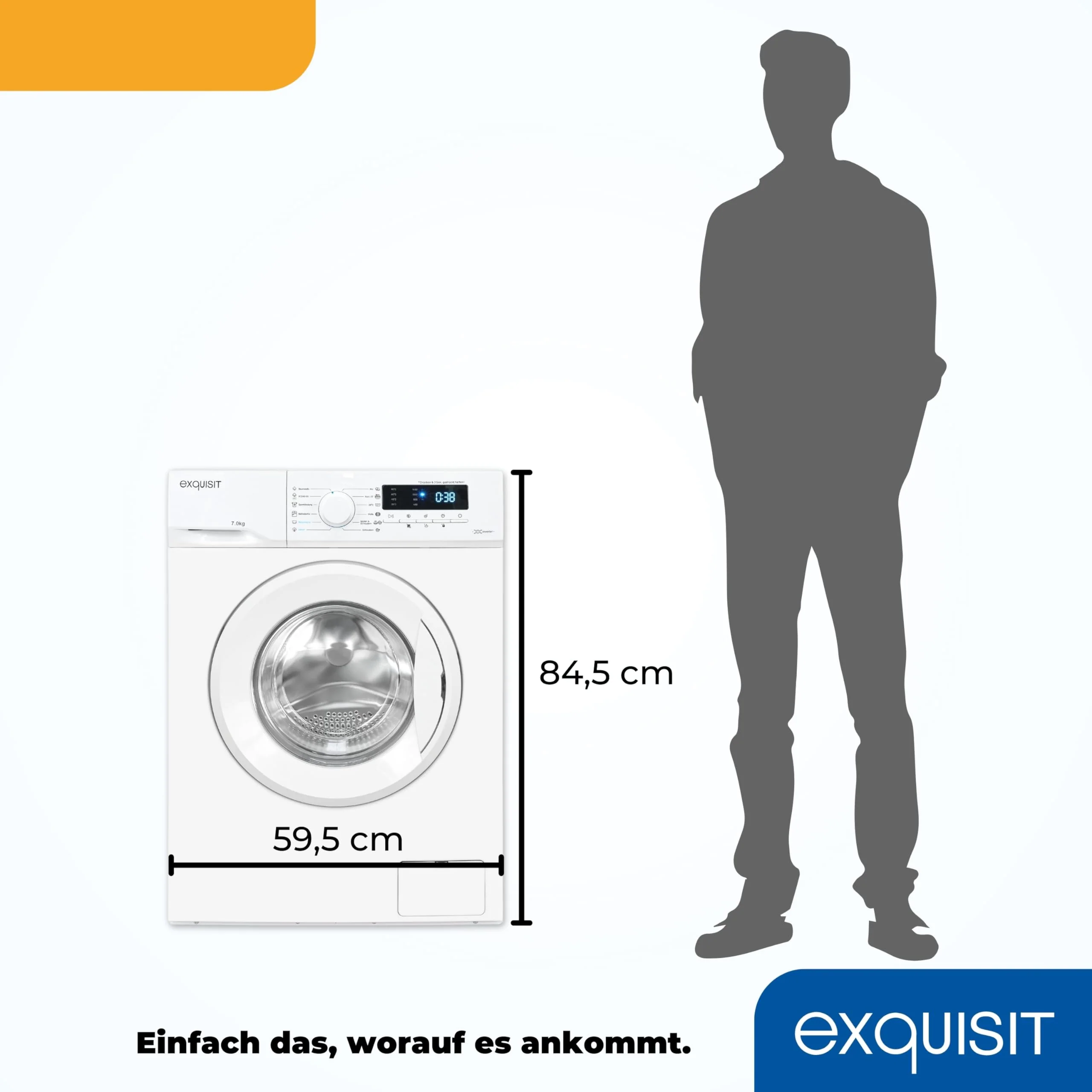 Exquisit Waschmaschine 7kg, Energieeffizienzklasse A, max. 1400 U/Min, Kurzprogramm, Mixprogramm, Startzeitvorwahl (3-24 Std.), Aquastop, 12 Waschprogramme, WA57014-020A weiss - Image 8