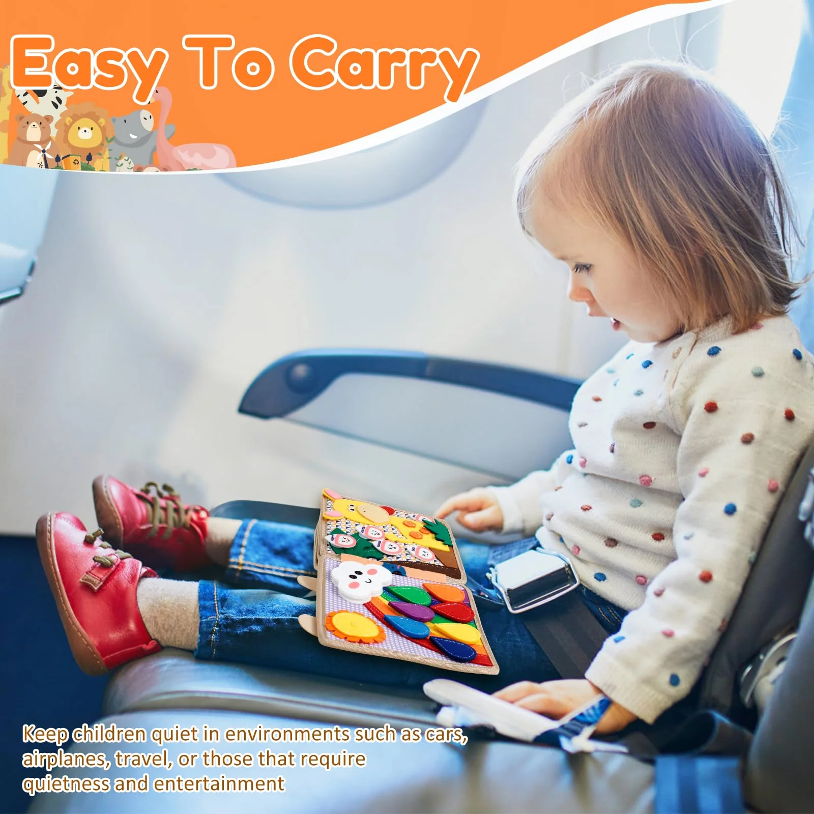 Eyoulife Spielzeug Busy Board Weicher Filz, Quiet Book Heuristisches 20 in 1, Busyboard Tragbar Für 1 2 3 Jährige Kleinkinder Entwicklung Sensorischen - Image 3