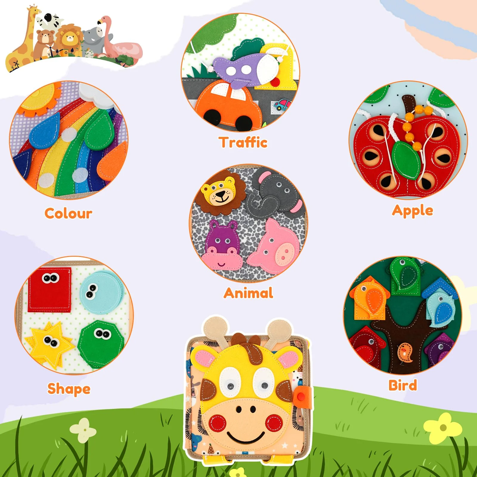 Eyoulife Spielzeug Busy Board Weicher Filz, Quiet Book Heuristisches 20 in 1, Busyboard Tragbar Für 1 2 3 Jährige Kleinkinder Entwicklung Sensorischen - Image 4